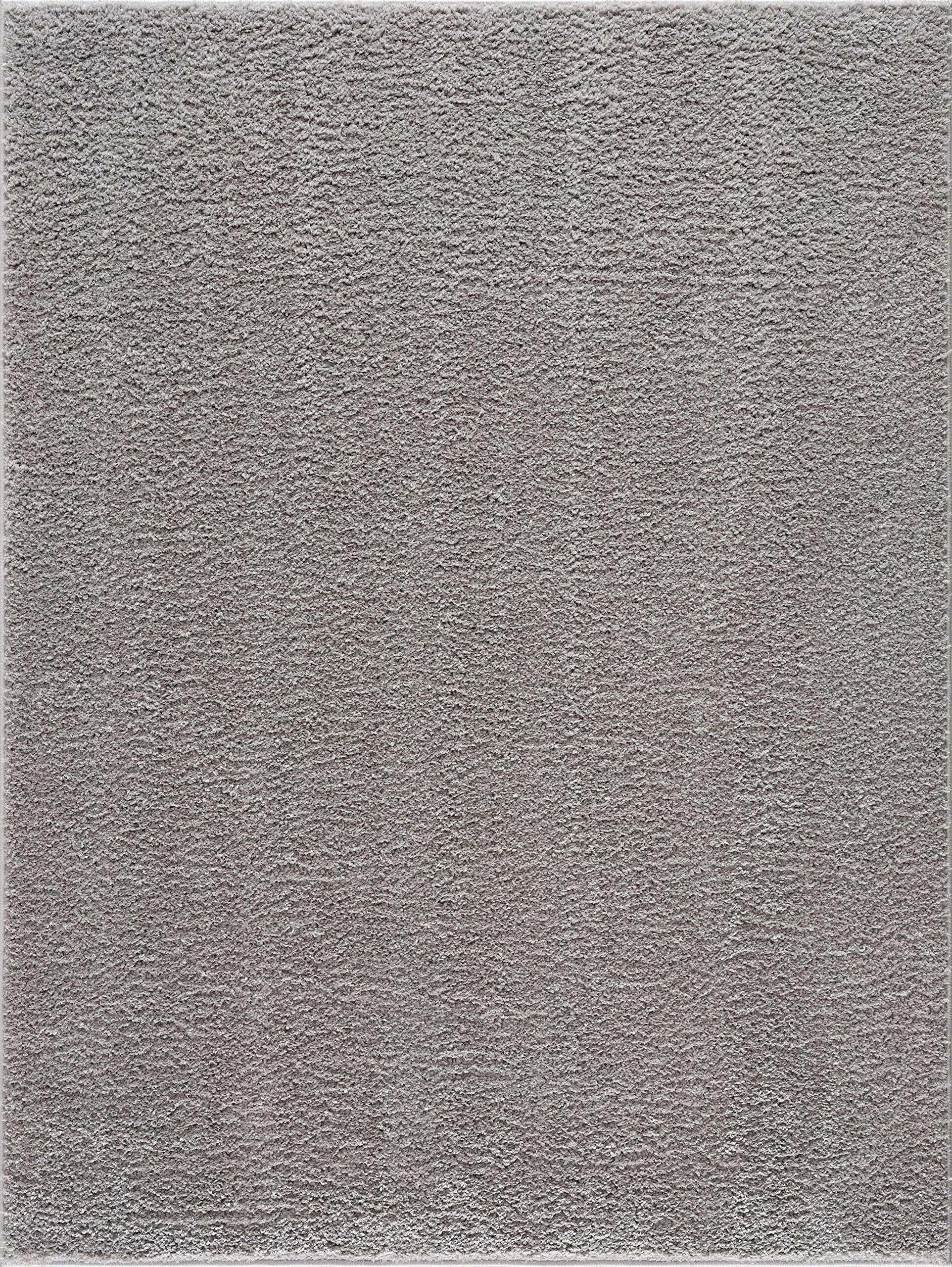 Judy Machine Washable Solid Shag Rug - Soft Fluffy Plush High Pile Area Carpet for Living Room & Bedroom - Light Grey, 5'3