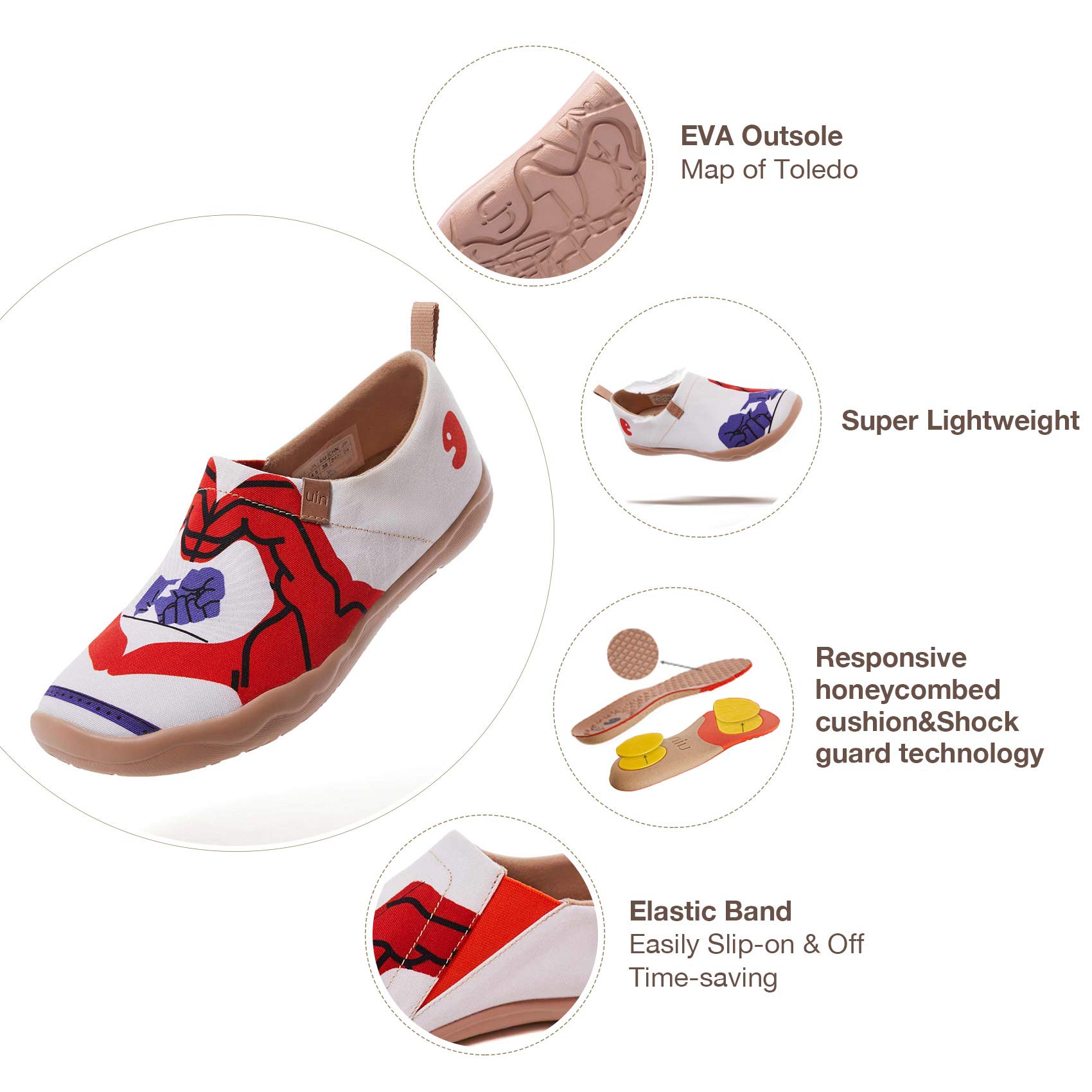 UIN Women's Slip-On Sneakers - Comfortable Knit Loafers with Artistic Painting | Soft Walking Shoes for Women | Perfect for Casual Outings, Travel & Everyday Wear