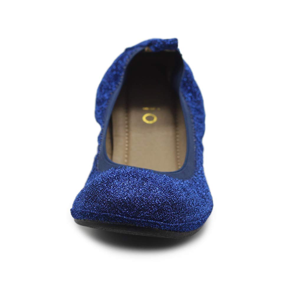 Ollio Women's Glitter Slip-On Ballet Flats - Comfortable Basic Shoes for Casual Wear, Office & Party Outfits | Style F118