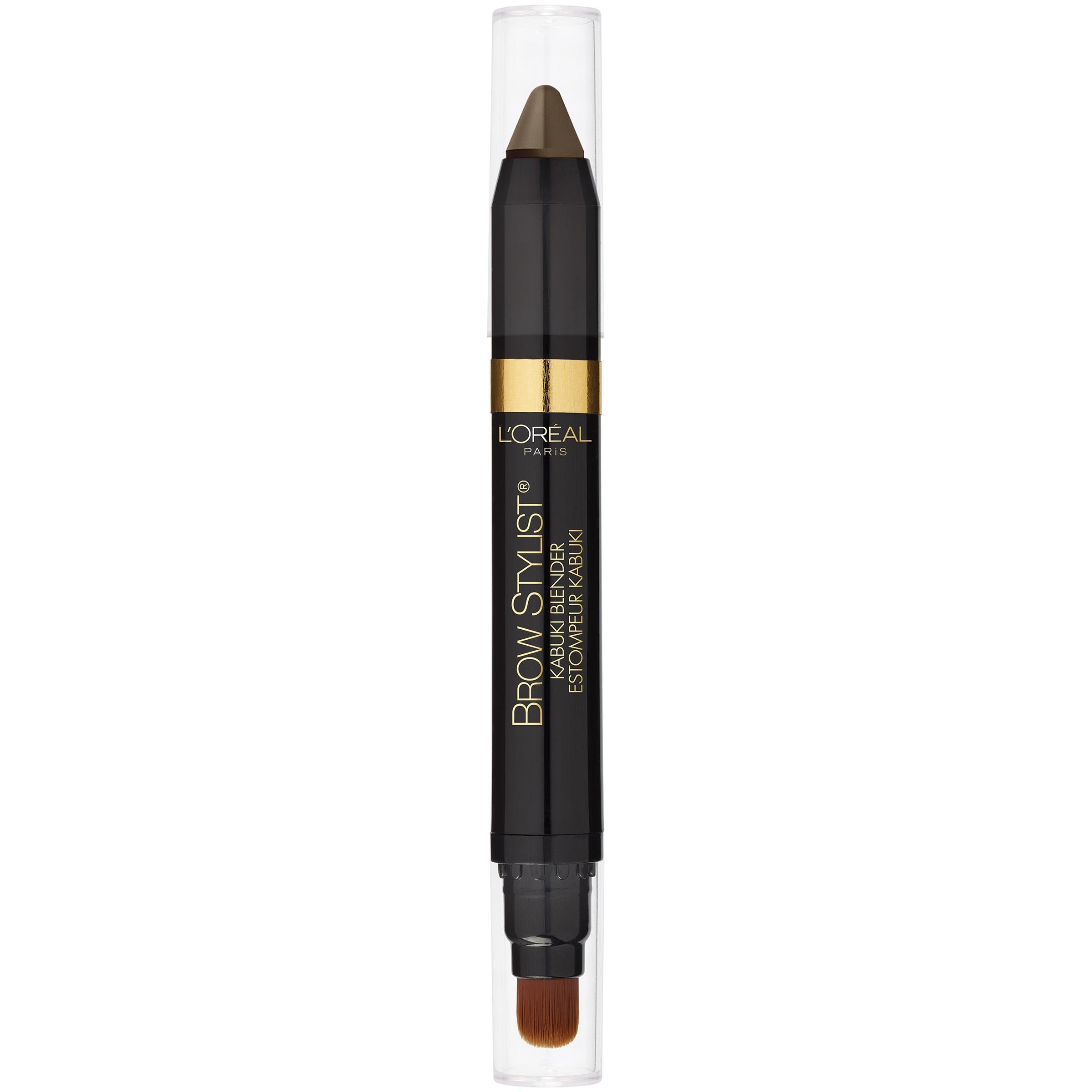 L'Oreal Paris Brow Stylist Kabuki Blender Brow Crayon - Soft Blonde Shade (0.05 oz) | Natural-Looking Eyebrow Pencil for Everyday Makeup & Professional Styling