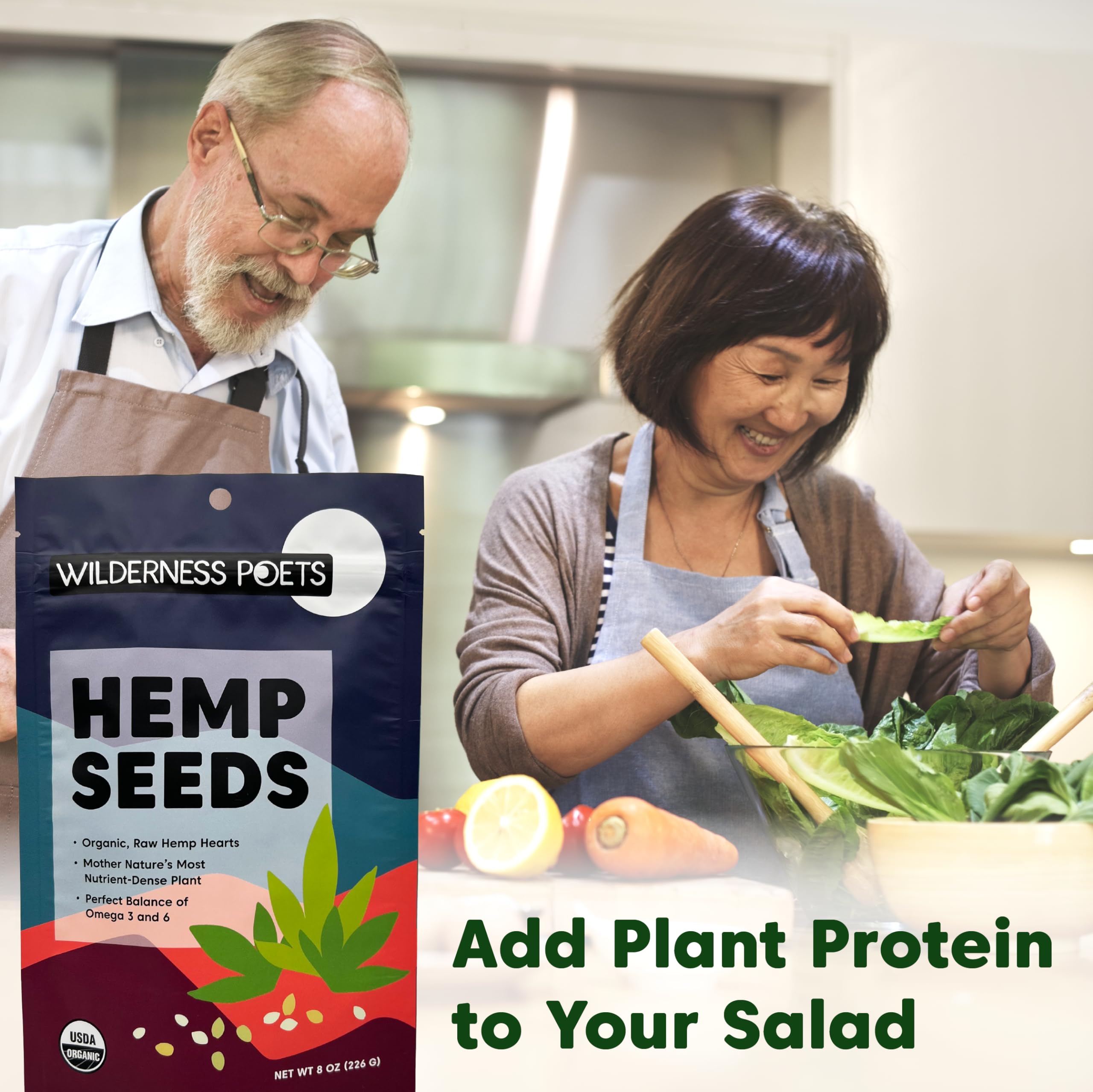 Organic Raw Hulled Hemp Hearts by Wilderness Poets - 32oz to 2lb Bulk Pack | Premium Superfood for Smoothies, Salads & Baking | USDA Certified, Vegan & Gluten-Free Protein Source