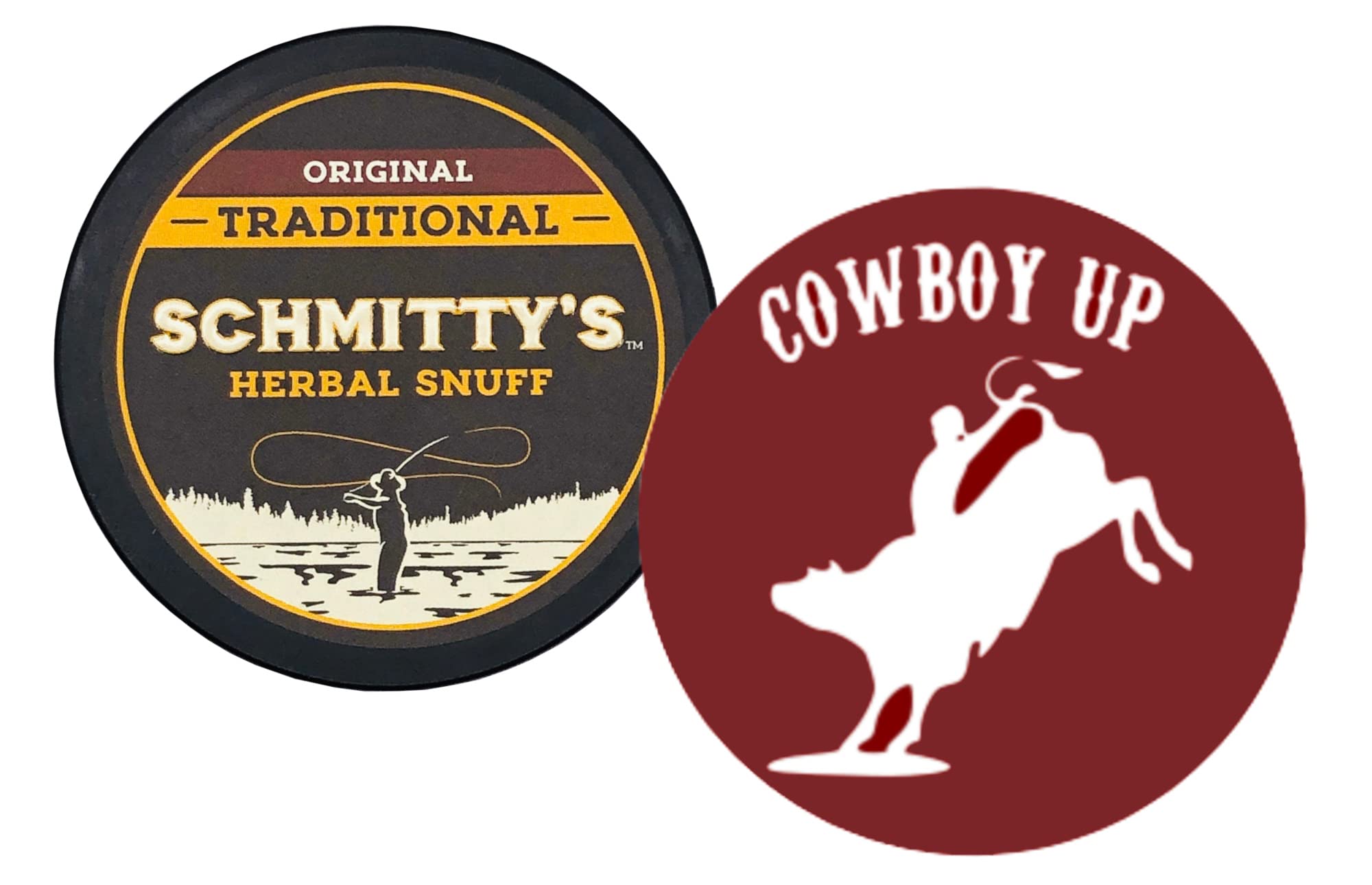 Original Herbal Snuff Tobacco Alternative - Schmitty's 1 Can with Premium DC Crafts Nation Leather Can Cover (Cowboy Style) | Perfect for Outdoor Activities, Camping, Hunting & Western Lifestyle