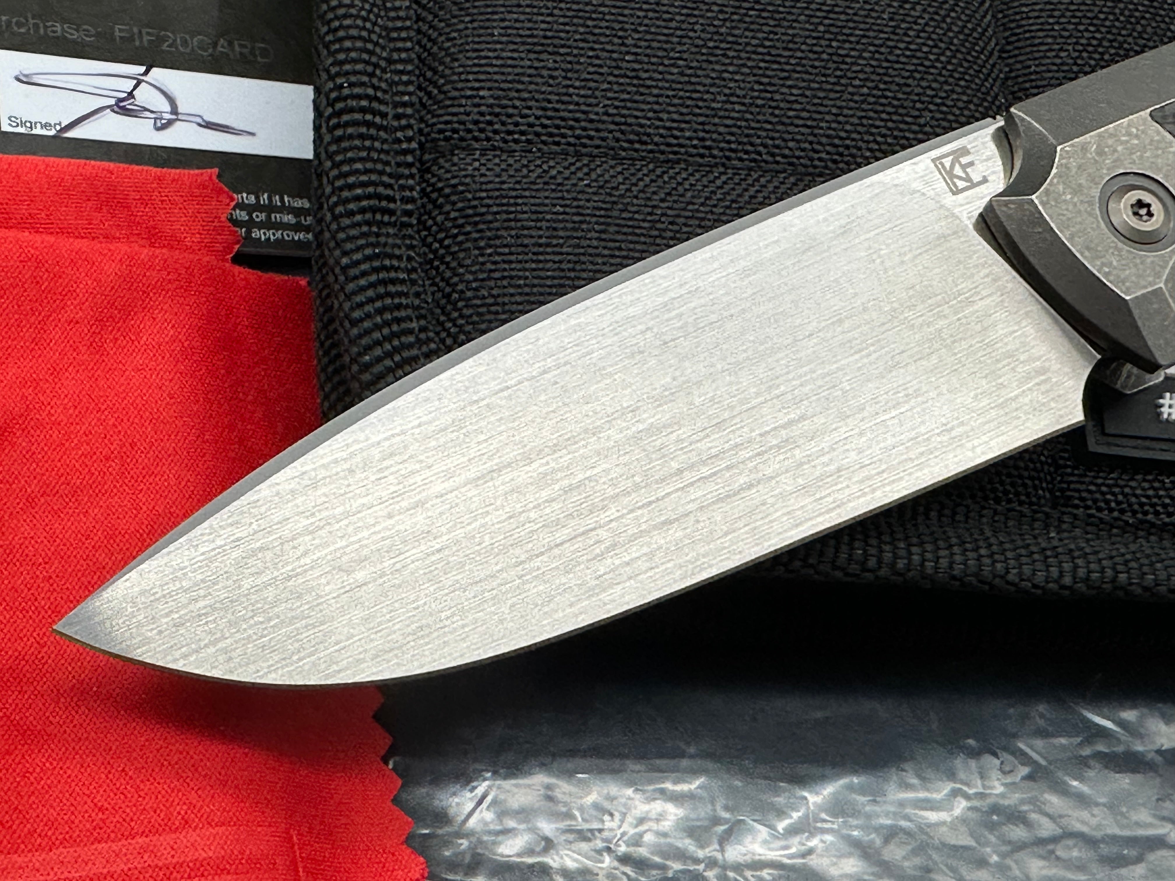 CKF Fif20Ti CF #139 - Premium M390 Satin Blade & Milled Titanium Handles - EDC Folding Knife for Outdoor, Camping & Everyday Carry