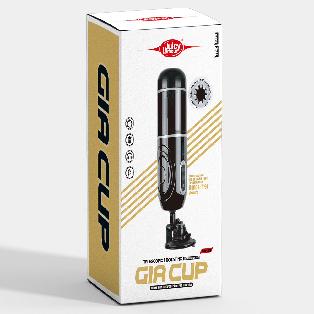 Gia Cup Thrusting Rotating Moaning Masturbator with Suction Mount - Realistic Male Sex Toy for Solo Pleasure & Couples Play - Waterproof & Easy to Clean Adult Toy for Discreet Home Use