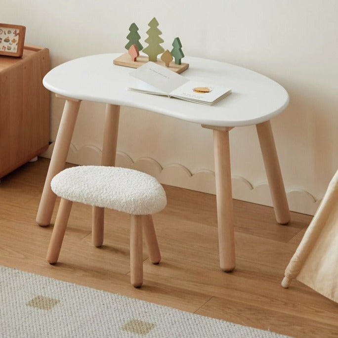 Handmade Birch Solid Wood Kids Study Desk - Ergonomic Peanut-Shaped Table for Children's Learning, Writing & Drawing - Perfect for Home, Classroom & Playroom