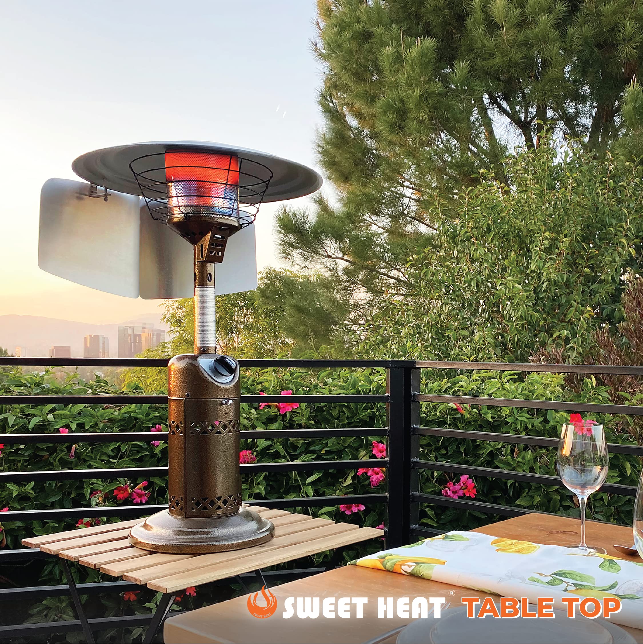 SWEET HEAT Foldable Aluminum Table Top Heat Reflector - Universal Fit for Small Patio Heaters - Lightweight & Portable - Perfect for Outdoor Dining, Camping, and Backyard Gatherings