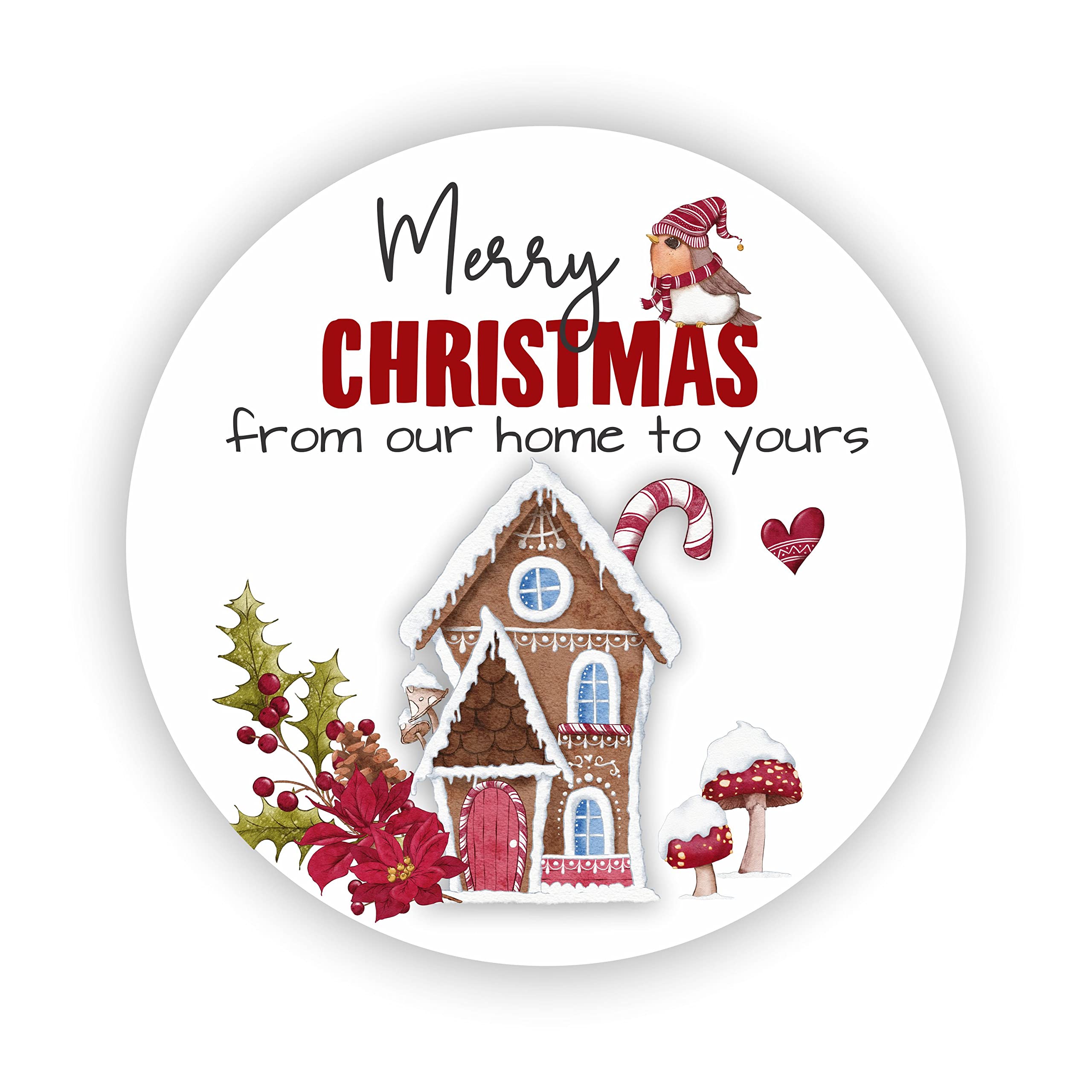 Christmas Stickers - Set of 40 Cute Gingerbread House & Holiday Labels for Gift Wrapping, DIY Cards & Party Favors | Merry Christmas & Happy Holidays Decoration