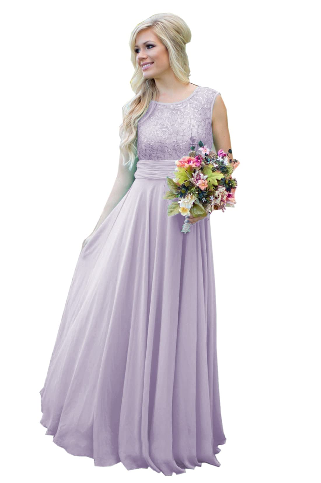 Elegant Long Lace Prom Dress for Women - Chiffon Formal Evening Gown LN178 | Perfect for Bridesmaids, Weddings & Special Occasions