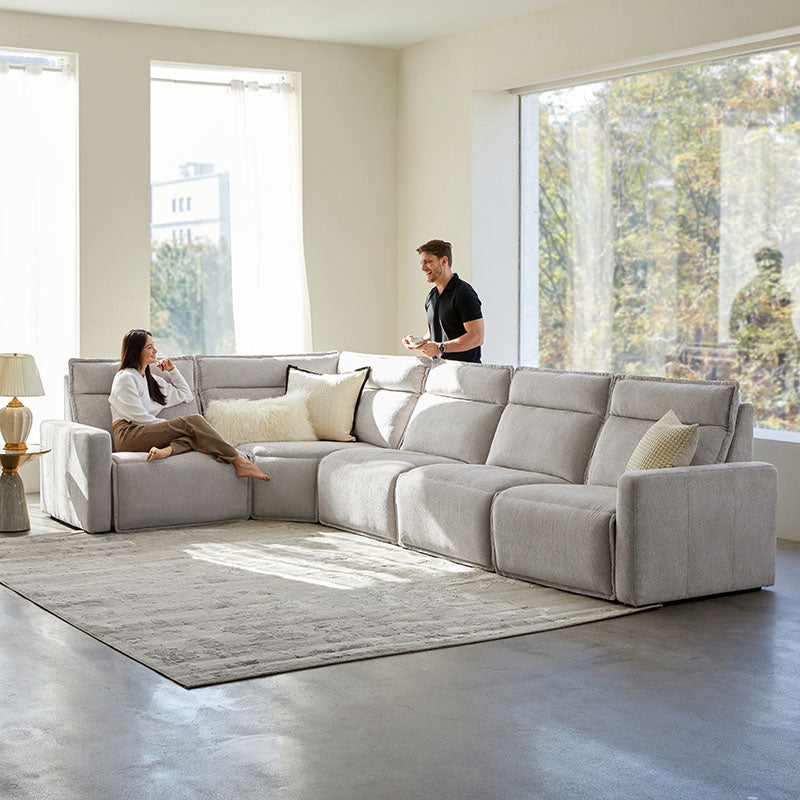 Essentia Power Reclining Corner Sofa - Easy Care Fabric Sectional Couch with USB Charging for Living Room, Home Theater & Family Room Comfort