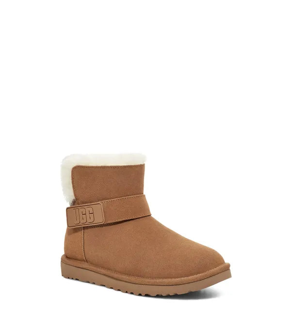 Ugg Mini Bailey Graphic Logo Strap Boots - Women's Waterproof Winter Snow Boots with Fleece Lining for Cold Weather & Outdoor Activities
