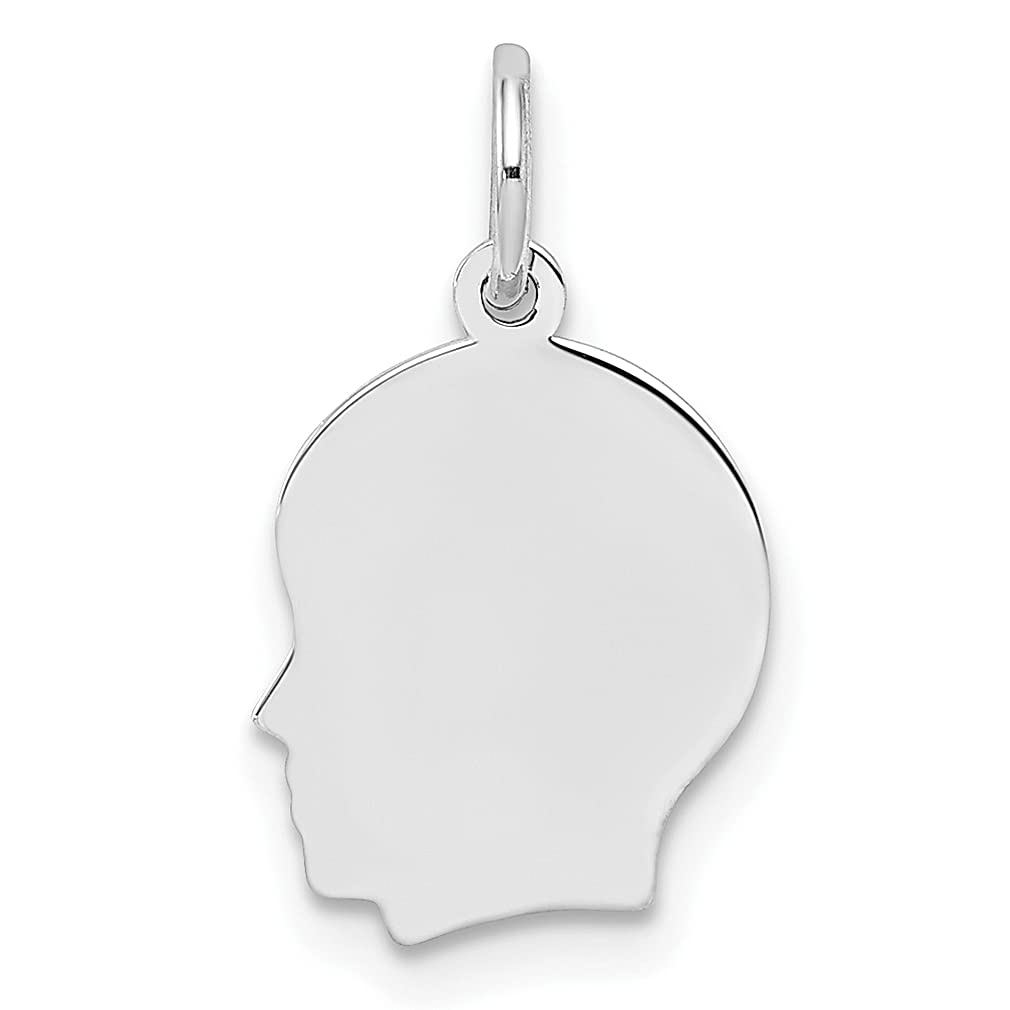 Sterling Silver Rhodium Plated Engravable Boy & Girl Front & Back Disc Charm Necklace Pendant - Baby Name Jewelry, Left Facing Fashion Pendant for Women - Perfect Gift for Her, Mom, Grandma (Ideal for Birthdays, Christenings & Mother's Day)