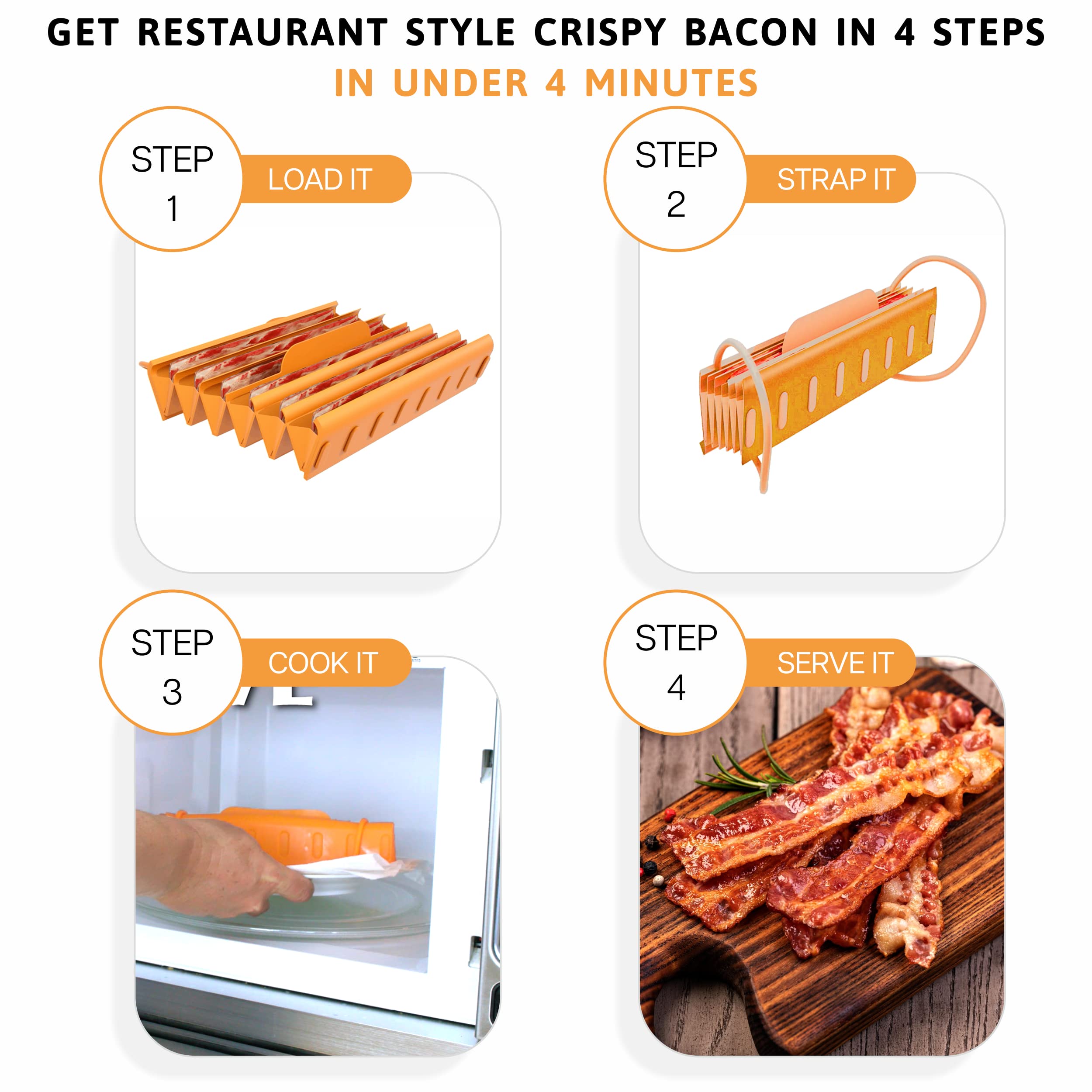 Bad Boy Microwave Bacon Cooker Set with Crispy Bacon Tray - 2 Pack Microwave Bacon Maker & 1 Tray for Low Grease Cooking | Perfect for Quick Breakfast, Camping & Keto Diet Meals