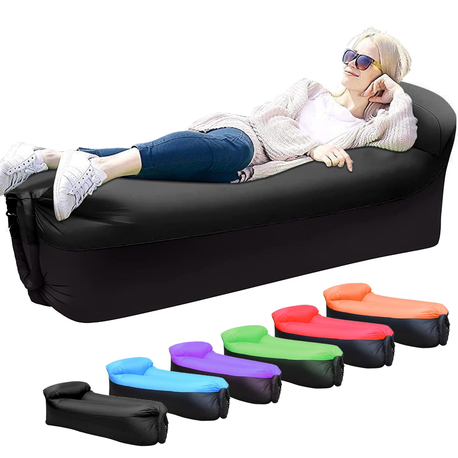 Inflatable Lounger Air Sofa - Portable Outdoor Camping Inflatable Couch Hammock with Waterproof & Anti-Leak Design for Hiking, Beach, Picnics & Backyard Relaxation | Perfect for Camping Trips, Poolside Lounging & Summer Outdoor Activities