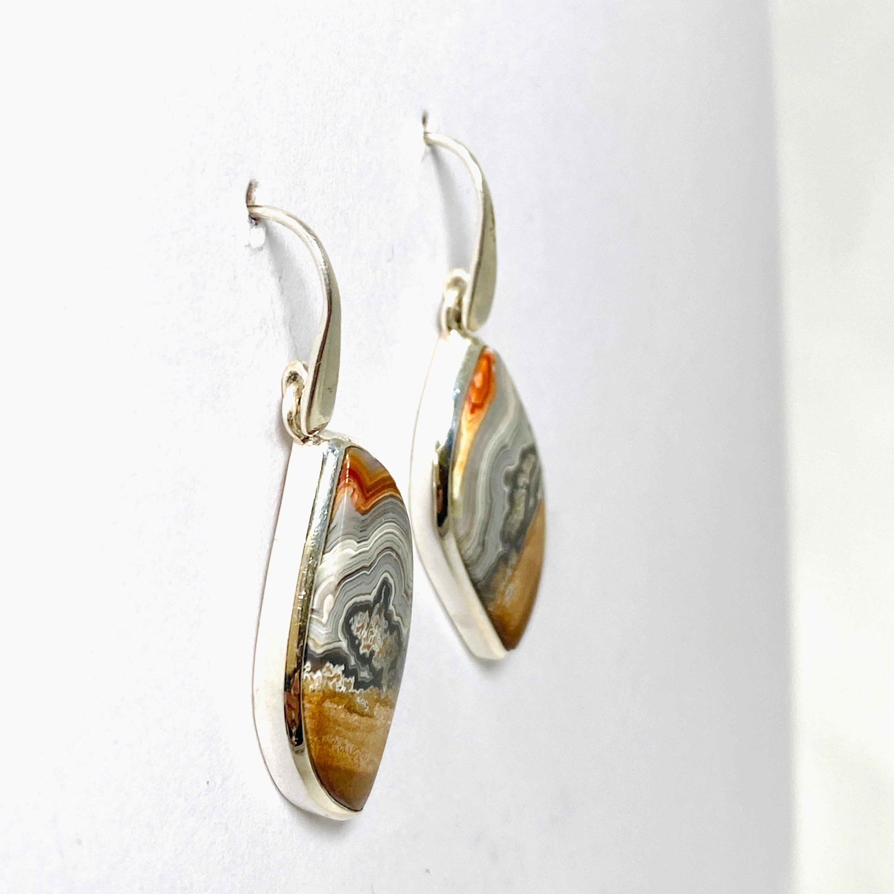 Handmade Crazy Lace Agate Freeform Dangle Earrings - Natural Stone Jewelry for Women - Perfect for Boho Chic, Wedding & Special Occasions