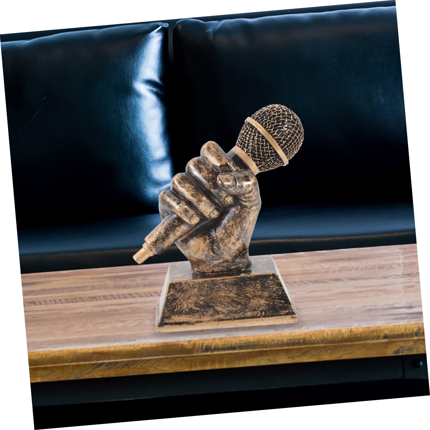 WESIEVYA 4-Piece Antique Microphone Trophy Set - Gold Music Award Statues, Resin Decor for Singing Competition, Karaoke Party & Office Awards - Funny Microfono Trophies for DJs, Musicians & Music Lovers