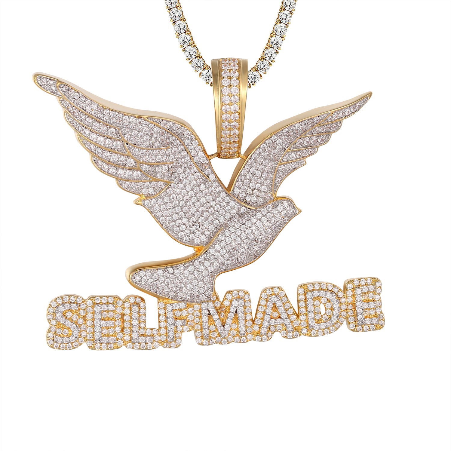 Gold Tone Icy Flying Bird Wings Pendant Necklace - Elegant Jewelry for Women, Perfect for Parties, Weddings & Everyday Wear