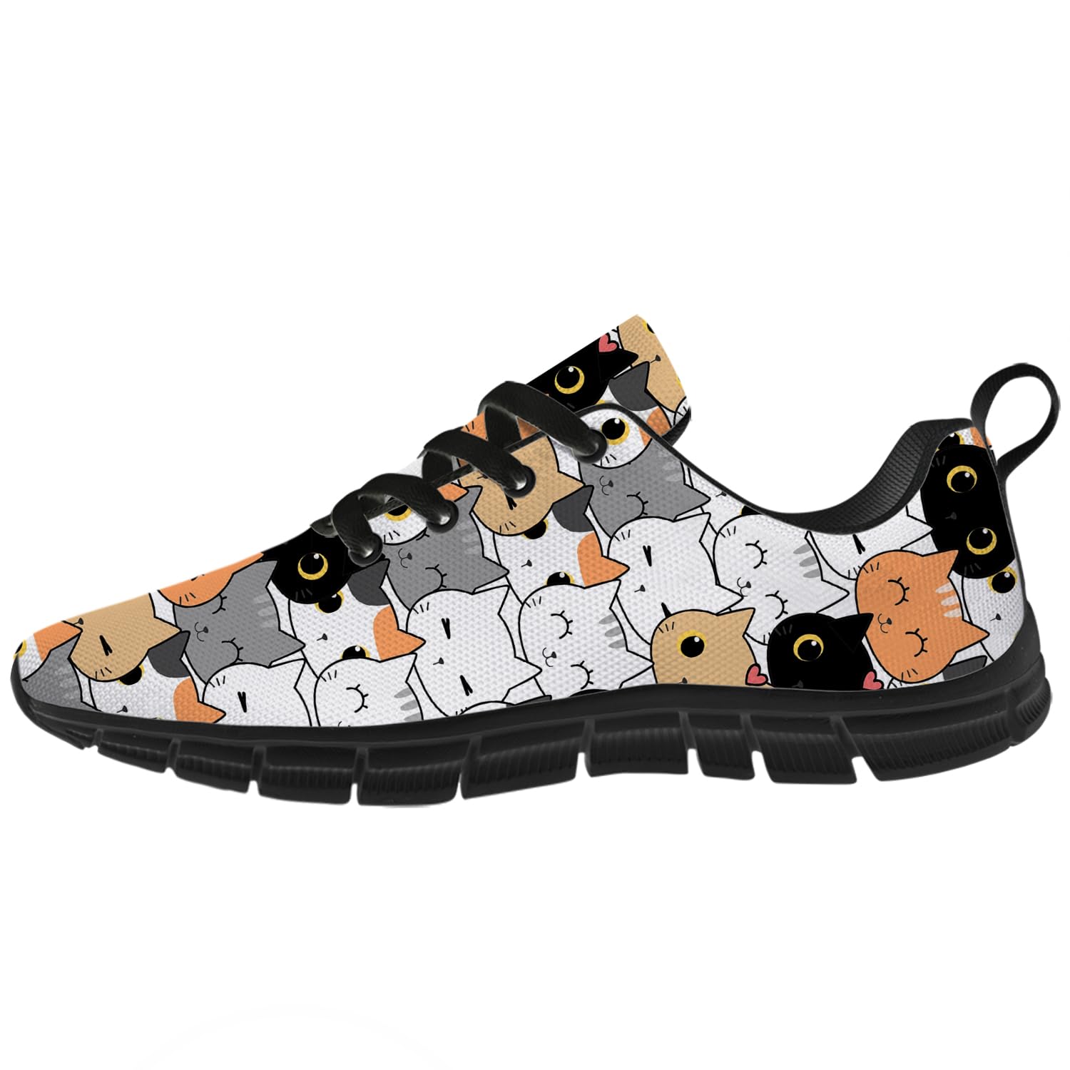 Women's Cat Print Sneakers - Cute Running & Tennis Shoes for Her - Perfect Gift for Cat Lovers - Ideal for Jogging, Gym Workouts & Casual Wear