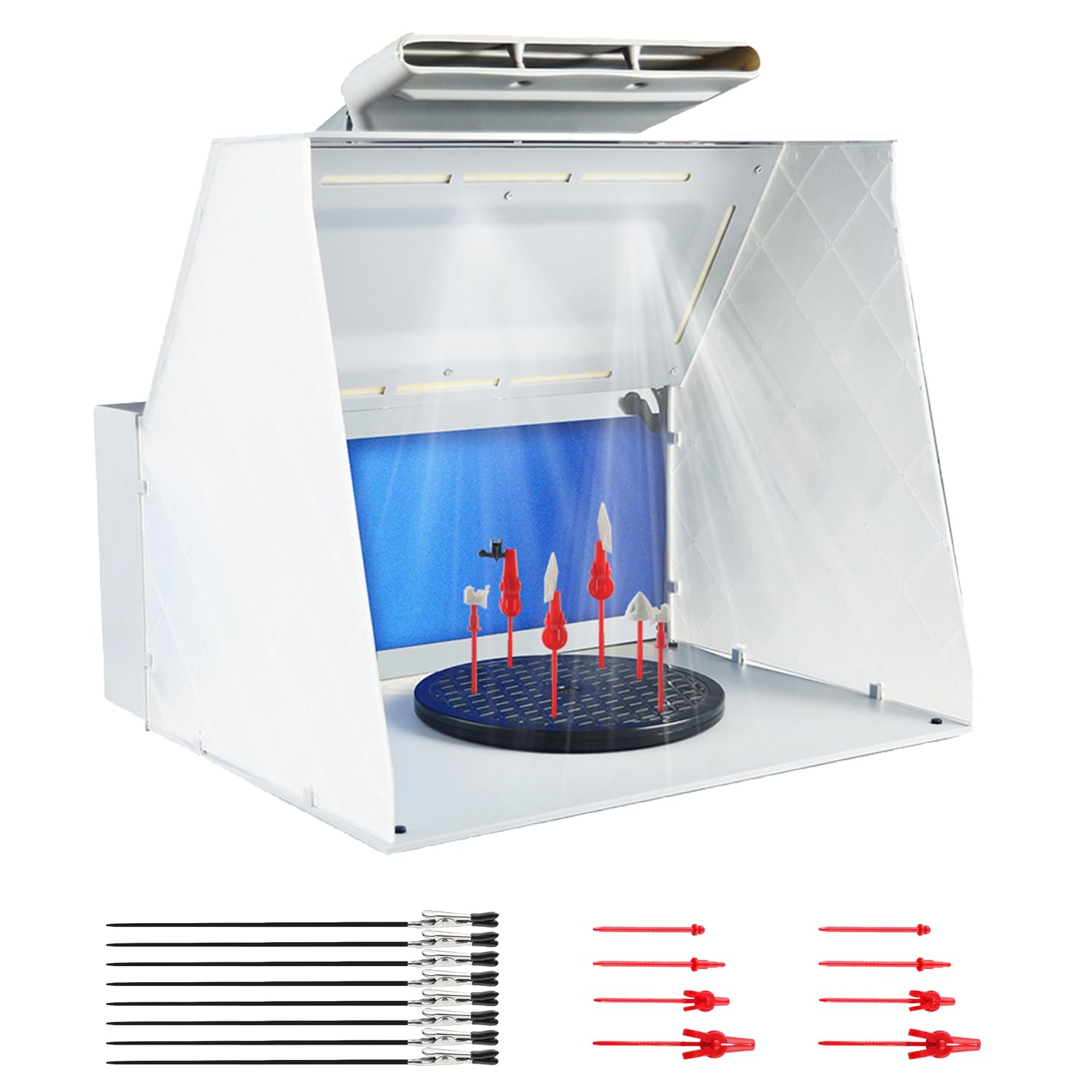 HUBEST Airbrush Spray Booth with Adjustable Fan & LED Lights - 3-Layer Filter, 7.5