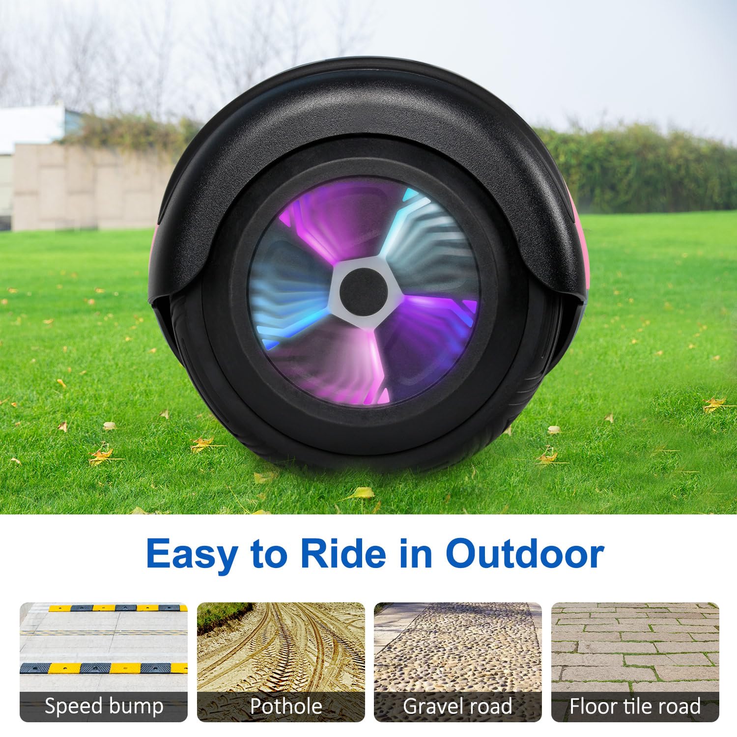6.5 Inch Self Balancing Hoverboard with Bluetooth & LED Lights - Electric Scooter for Kids & Teens - Perfect for Commuting, Outdoor Fun & Birthday Gifts