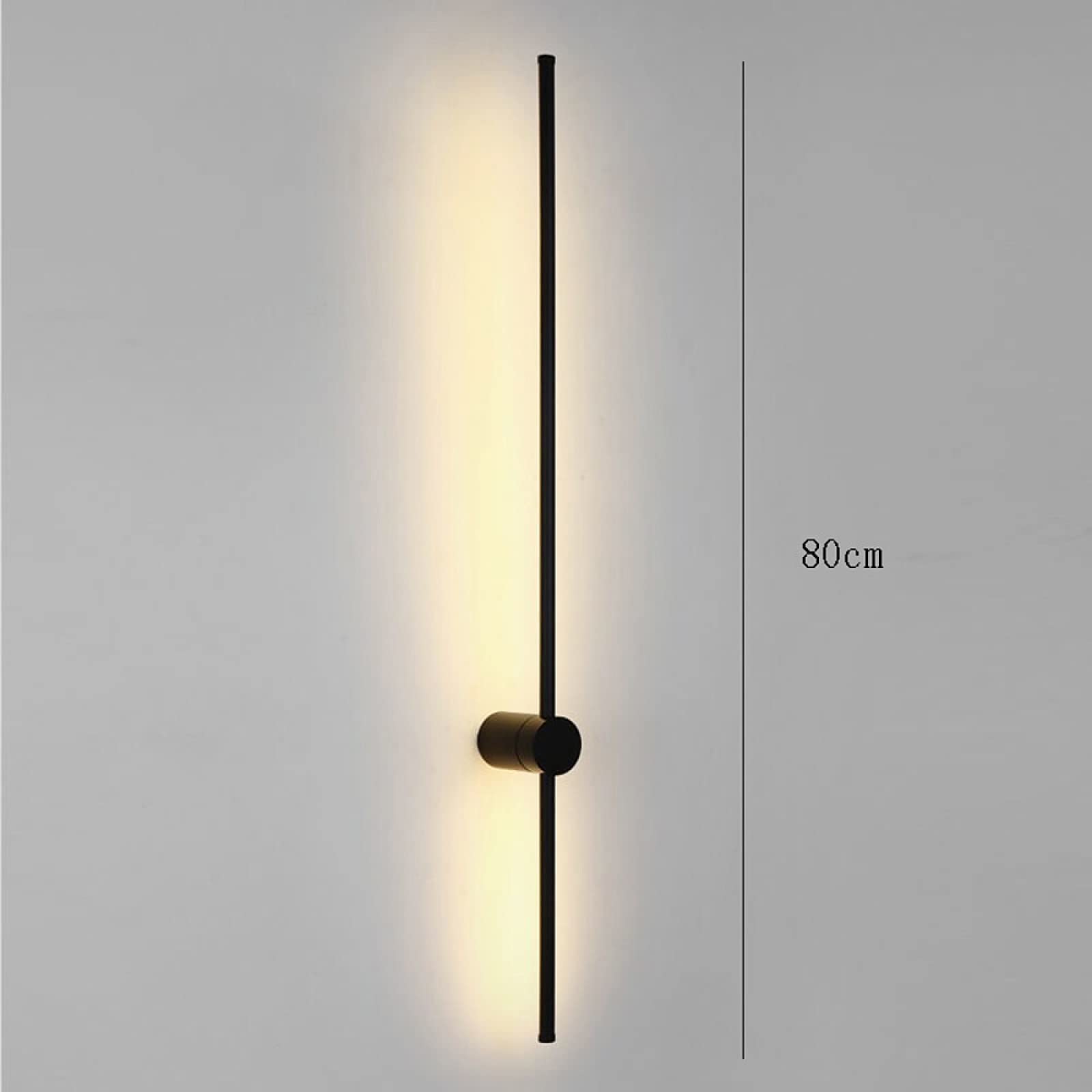 Rotatable Linear LED Wall Sconce - 80cm 12W Modern Black Acrylic Strip Light with Stepless Dimming for Living Room, Bedroom & Accent Wall Lighting | Perfect for Ambient, Task and Decorative Illumination