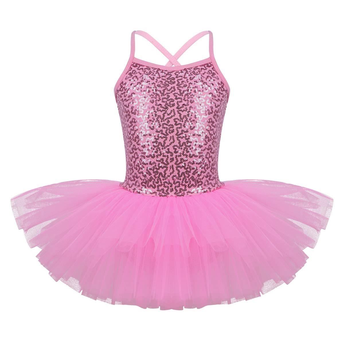Yartina Girls Ballet Dance Leotard with Shiny Sequins & Tutu Skirt - Sparkly Gymnastics Costume for Ballerinas, Dance Recitals & Performance Wear - Perfect for Ballet Classes, Dance Competitions & Special Occasions
