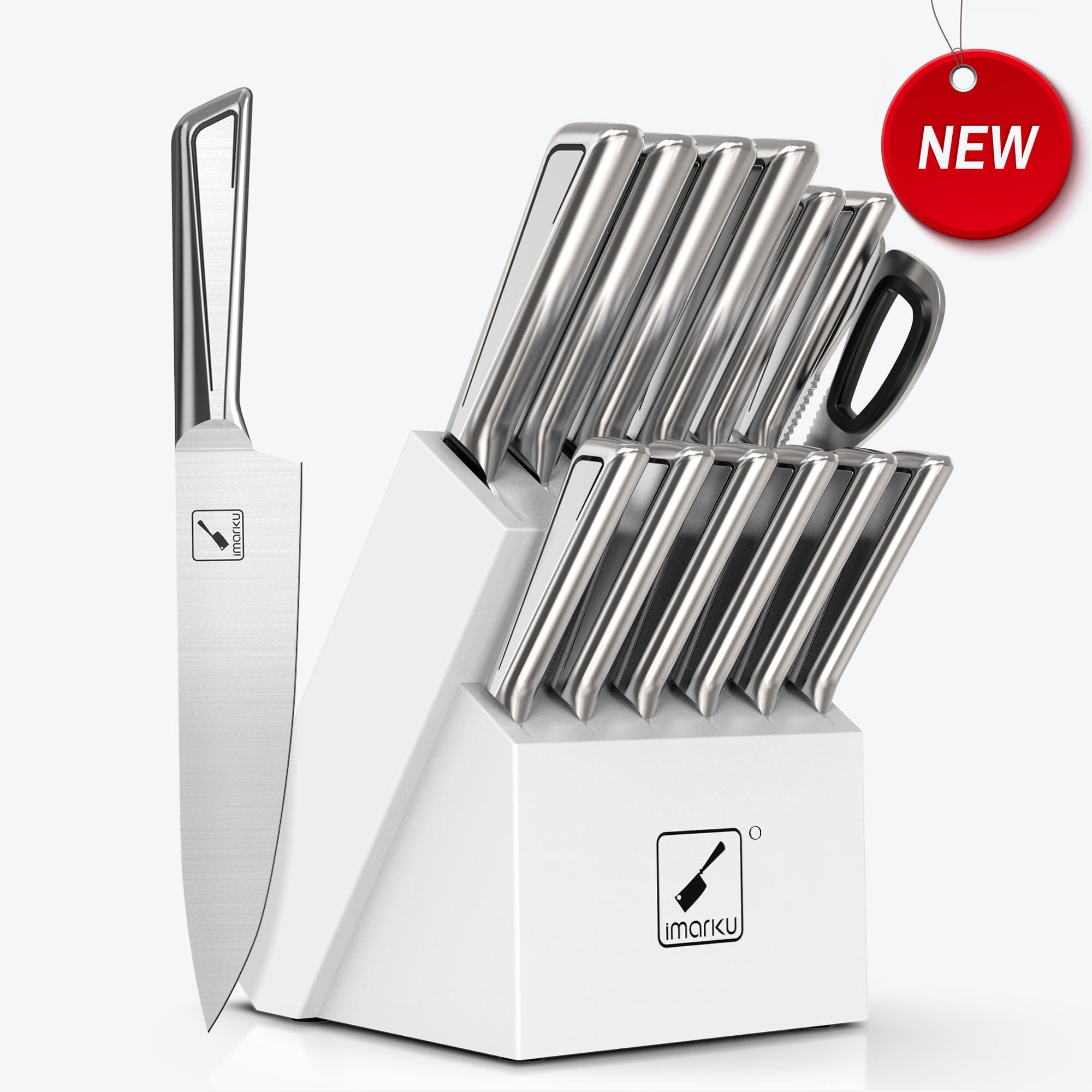 Premium High Carbon Steel Knife Set & Nonstick Cookware Collection - Professional Kitchen Cutlery and Durable Frying Pans for Home Chefs, Cooking Enthusiasts - Perfect for Sautéing, Stir-Frying, and Meal Prep