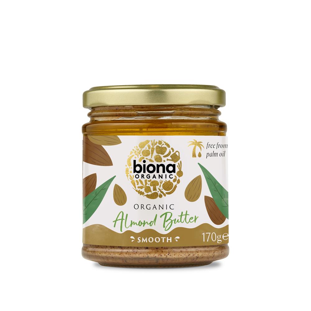 Biona Organic Smooth Almond Butter 170g - Creamy & Natural Spread for Toast, Smoothies & Healthy Snacks