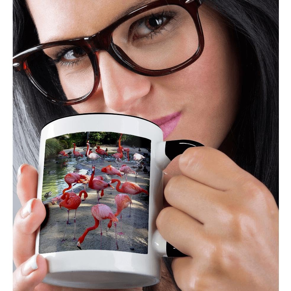 3D Rose Flamingo Design Ceramic Coffee Mug - 11 oz Insulated Tea Cup with Handle - Perfect for Home, Office, or Gift (mug_1223_9) - Great for Morning Coffee, Afternoon Tea, or Desk Decor