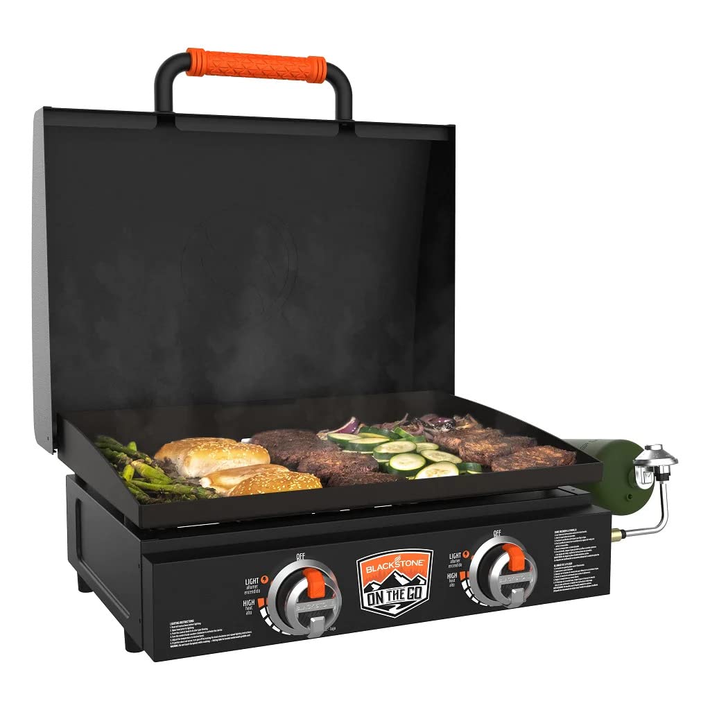 **22 Inch Blackstone Griddle with Lid - Nonstick Tabletop Gas Griddle Outdoor Combo, Includes Seasoning, Conditioner & Grilling Gloves - Perfect for Camping, Backyard BBQs & Tailgating**