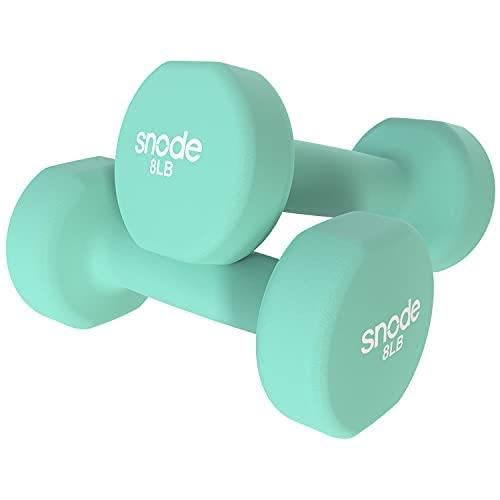 SNODE Neoprene Coated Dumbbell Set 8lbs (Pair) - 2 Pack Home Gym Weights for Strength Training, Exercise & Fitness - Perfect for Home Workouts, CrossFit & Weight Lifting