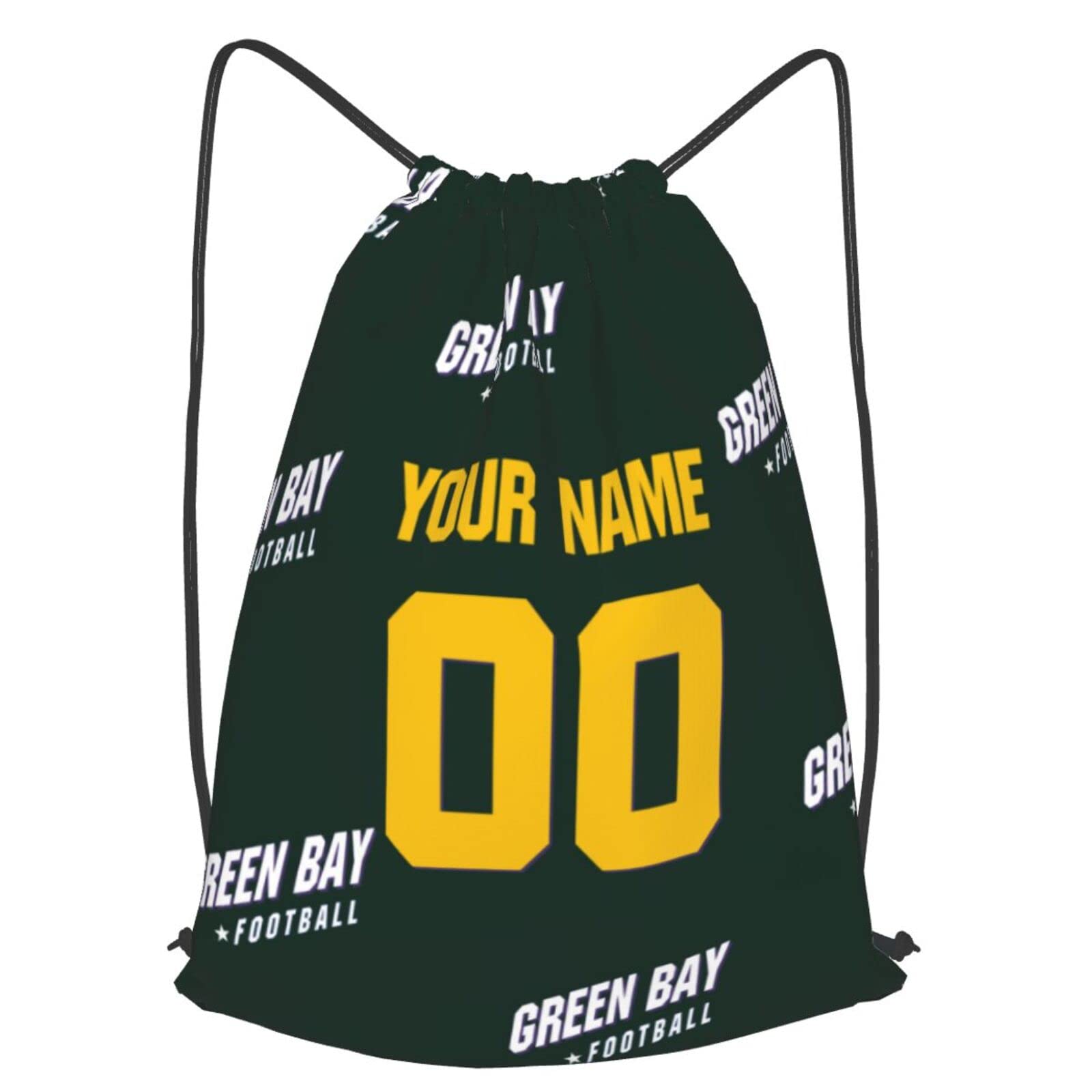 Custom Personalized Drawstring Backpack - Bulk Cinch Bags for Sports, Gym & Travel - Adjustable Drawstring Closure - Ideal for Men, Women & Kids - Great Gift for Any Occasion - Green Bay Packers Design - Size 16.5