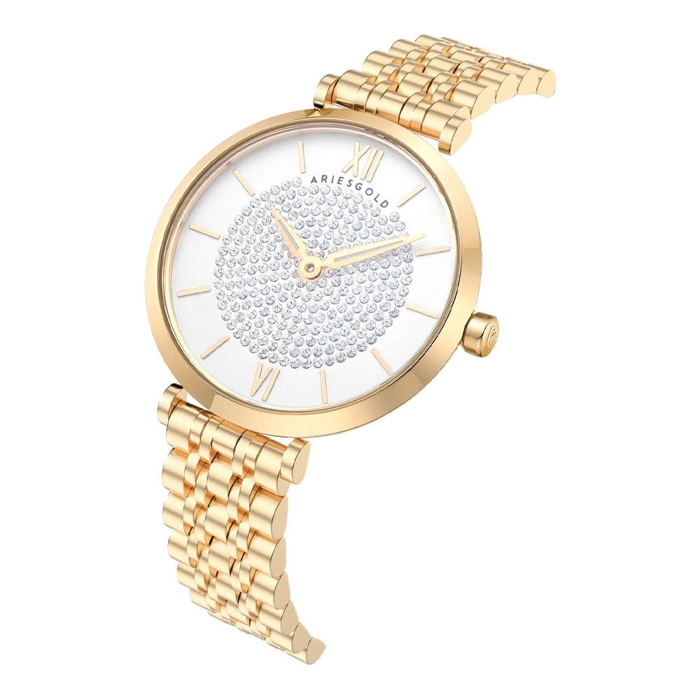Aries Gold Draliet Silver Stainless Steel Women's Luxury Watch - Elegant Dress Watch for Women, Perfect for Business, Party & Special Occasions