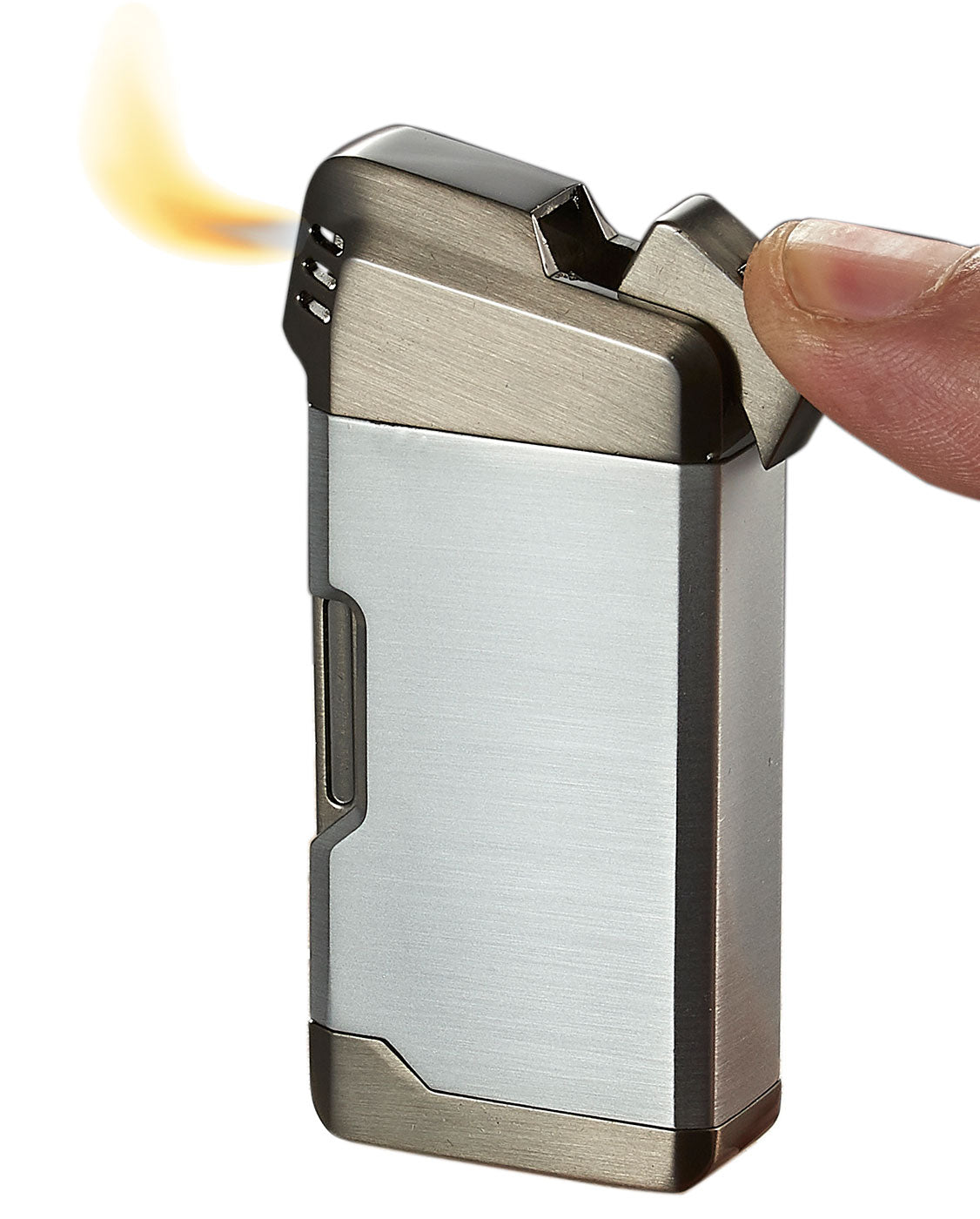 Visol Epirus Soft Flame Pipe Lighter - Silver | Premium Windproof Butane Lighter for Cigars & Tobacco Pipes | Perfect for Outdoor Use, Camping & Travel
