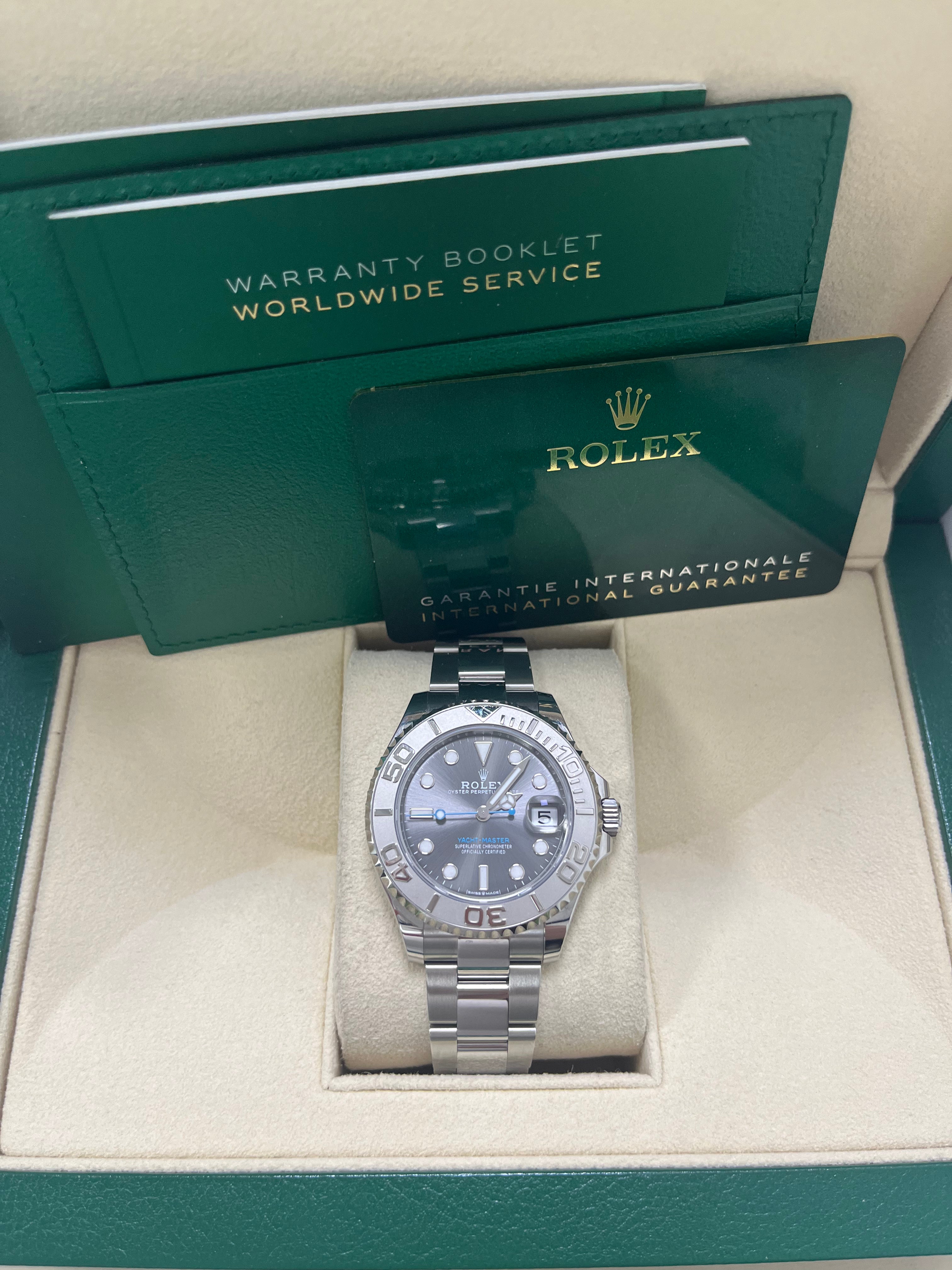 Rolex Yacht Master 37 37mm Rhodium Dial 268622 Stainless Steel with Platinum Bezel - Luxury Watch for Sailing, Business & Formal Occasions