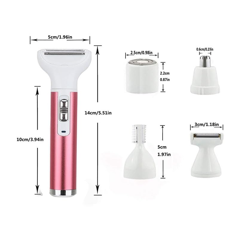 5-in-1 Women's Electric Shaver - Wet & Dry Facial Hair Remover for Face, Nose, Legs & Bikini Area (Gray) | Painless Hair Removal for Smooth Skin at Home or Travel