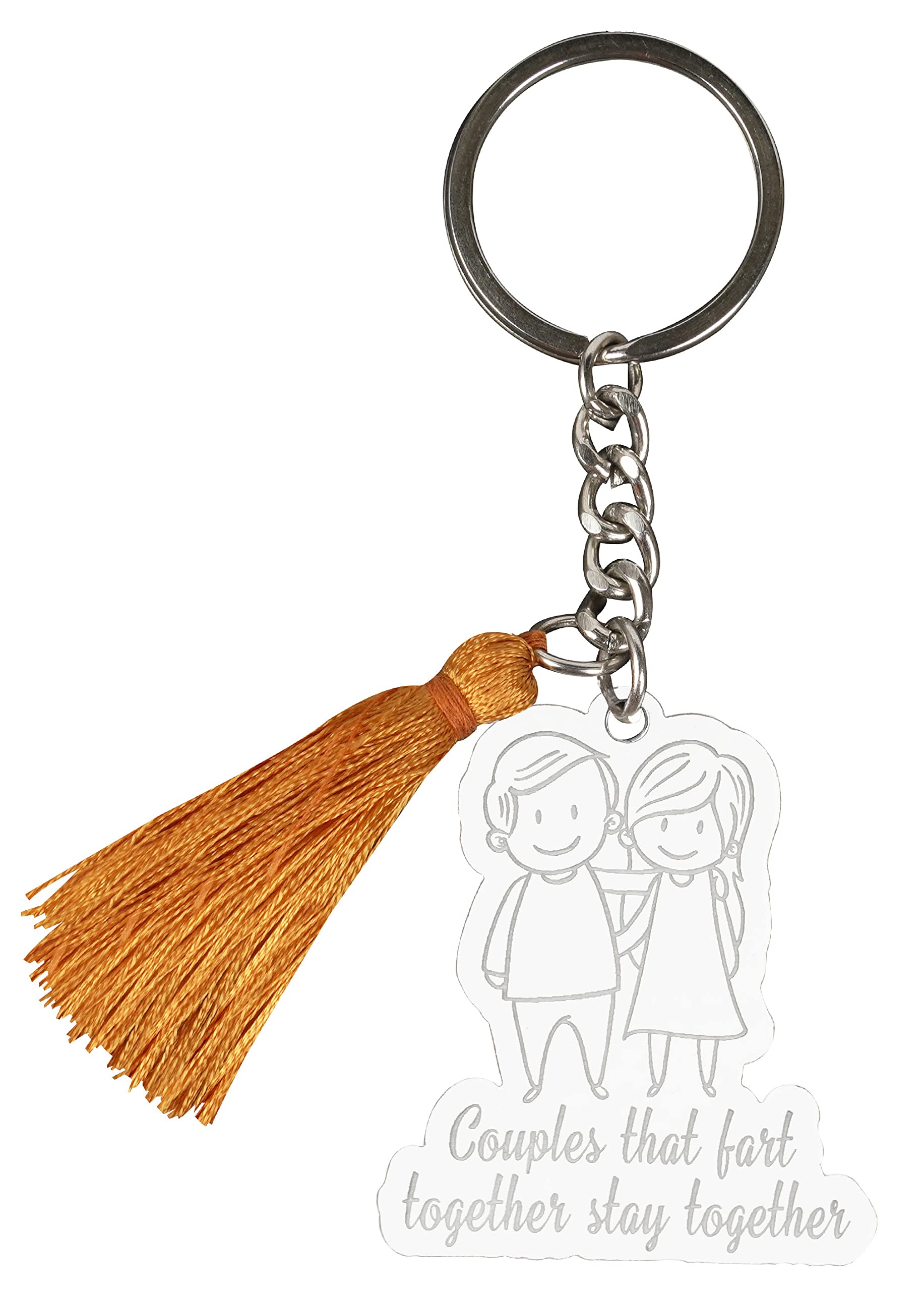 Funny Couple Keychain - 'Fart Together Stay Together' Acrylic Engraved Keyring - Unique Novelty Gift for Couples - Perfect for Anniversaries, Valentine's Day & Romantic Gifts