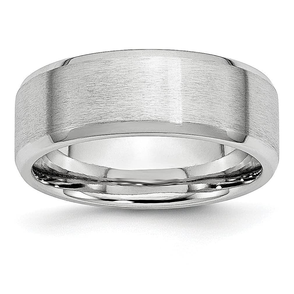 ICE CARATS Cobalt Beveled Edge 8mm Band Ring - Classic Men's Wedding Ring, Flat Edge Design, Durable Cobalt Jewelry - Perfect Gift for Dad, Husband & Groomsmen (Ideal for Weddings, Anniversaries & Special Occasions)