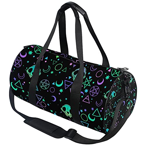 MNSRUU Magic Skulls Duffle Bag - Large Gym Bag for Men & Women, Waterproof Travel Duffel with Spacious Compartment for Sports, Gym, Overnight Trips & Weekend Getaways - Perfect Carry-On Luggage for Air Travel & Outdoor Adventures