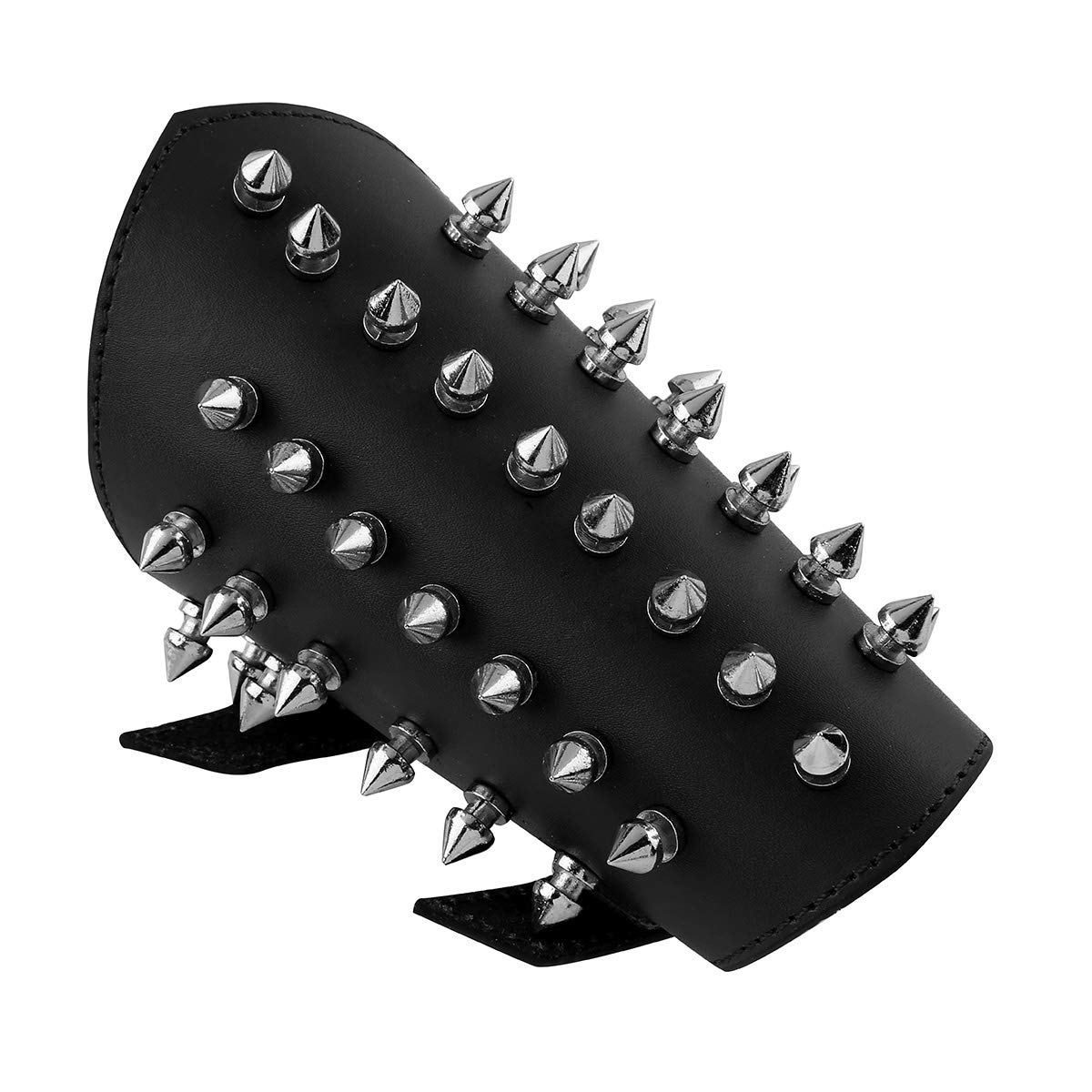 Faux Leather Metal Spikes Gauntlet Wristband - Medieval Bracers Armor Cuff for Cosplay, LARP & Renaissance Fairs - Protective Arm Gear for Gothic Fashion & Costume Accessories