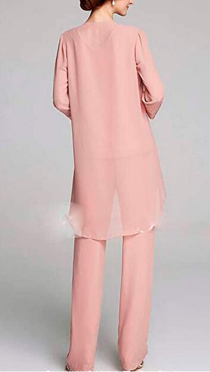 3-Piece Chiffon Mother of the Bride Pantsuit with Elegant Embroidery - Floor-Length Formal Wedding Outfit for Women | Perfect for Weddings, Receptions & Special Occasions