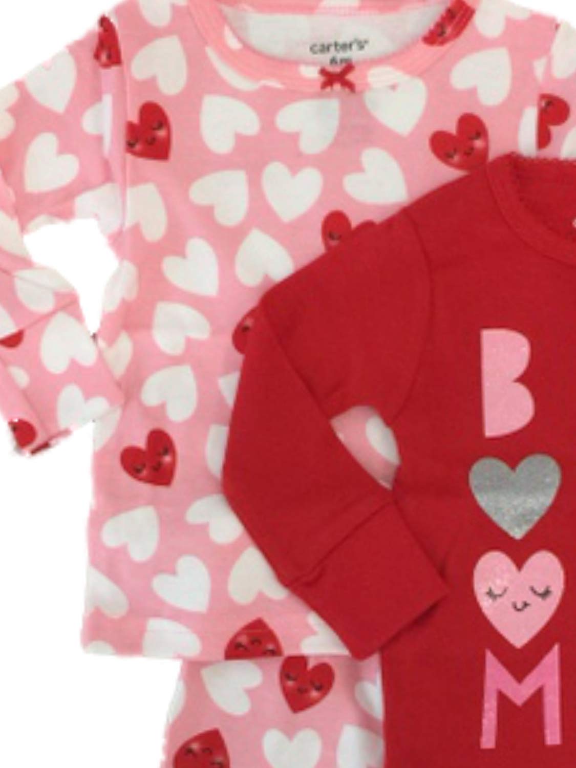 Carters Infant Girls 4-Piece Pink & Red Be Mine Heart Valentines Pajamas Set - Soft Cotton Sleepwear for Babies 6 Months - Perfect for Valentine's Day, Photo Shoots & Cozy Bedtime