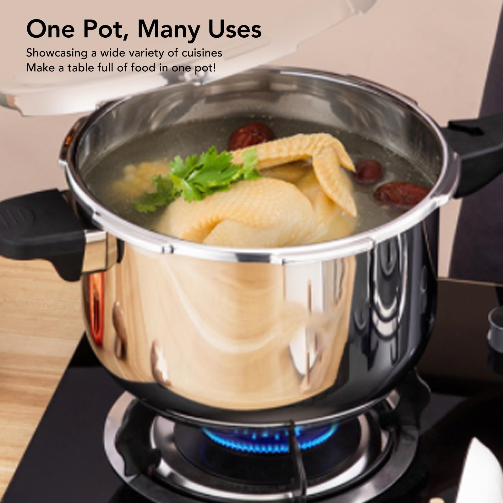 Ciciglow 2L Stainless Steel Pressure Cooker - Fast Cooking Pot with Safety Valve, Multi-Functional & Intelligent Design - Compatible with Induction Cooktops & Gas Stoves - Perfect for Home Cooking, Meal Prep & Camping