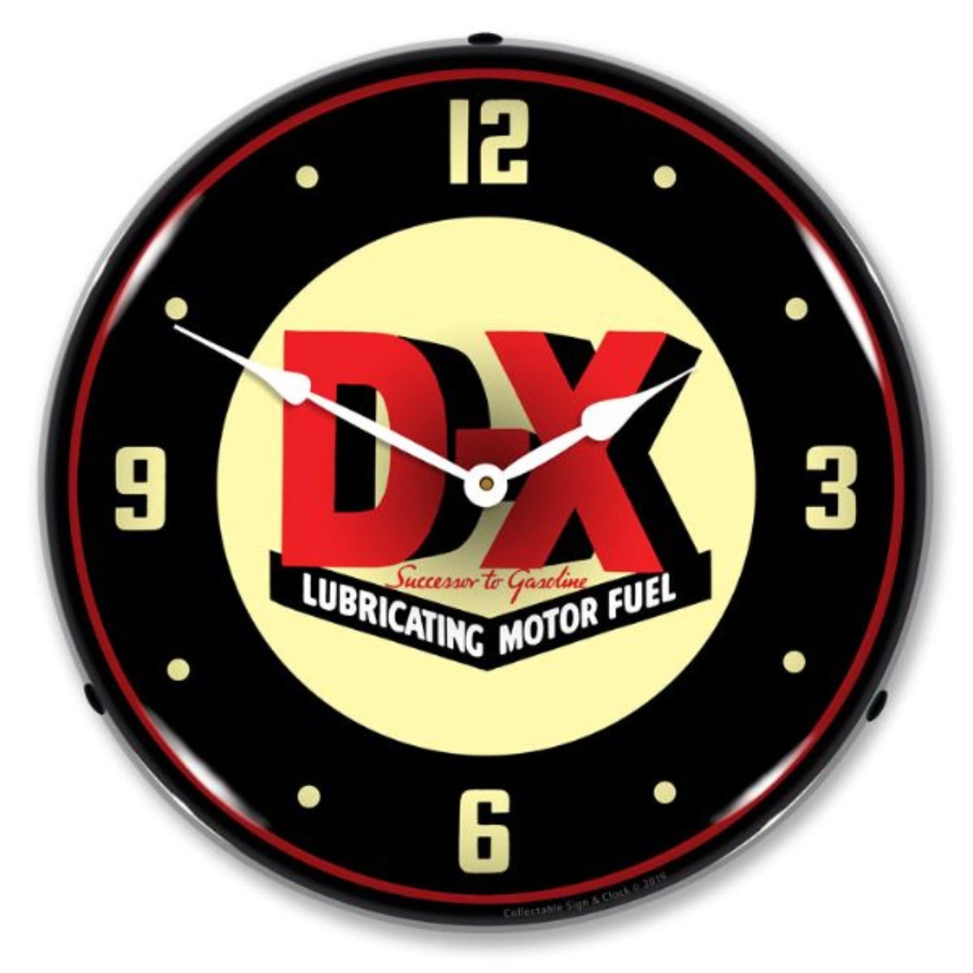 DX Gas LED Lighted Wall Clock - Battery Operated Silent Modern Clock for Home, Office, Kitchen, Bedroom | Perfect for Nighttime Visibility & Stylish Decor