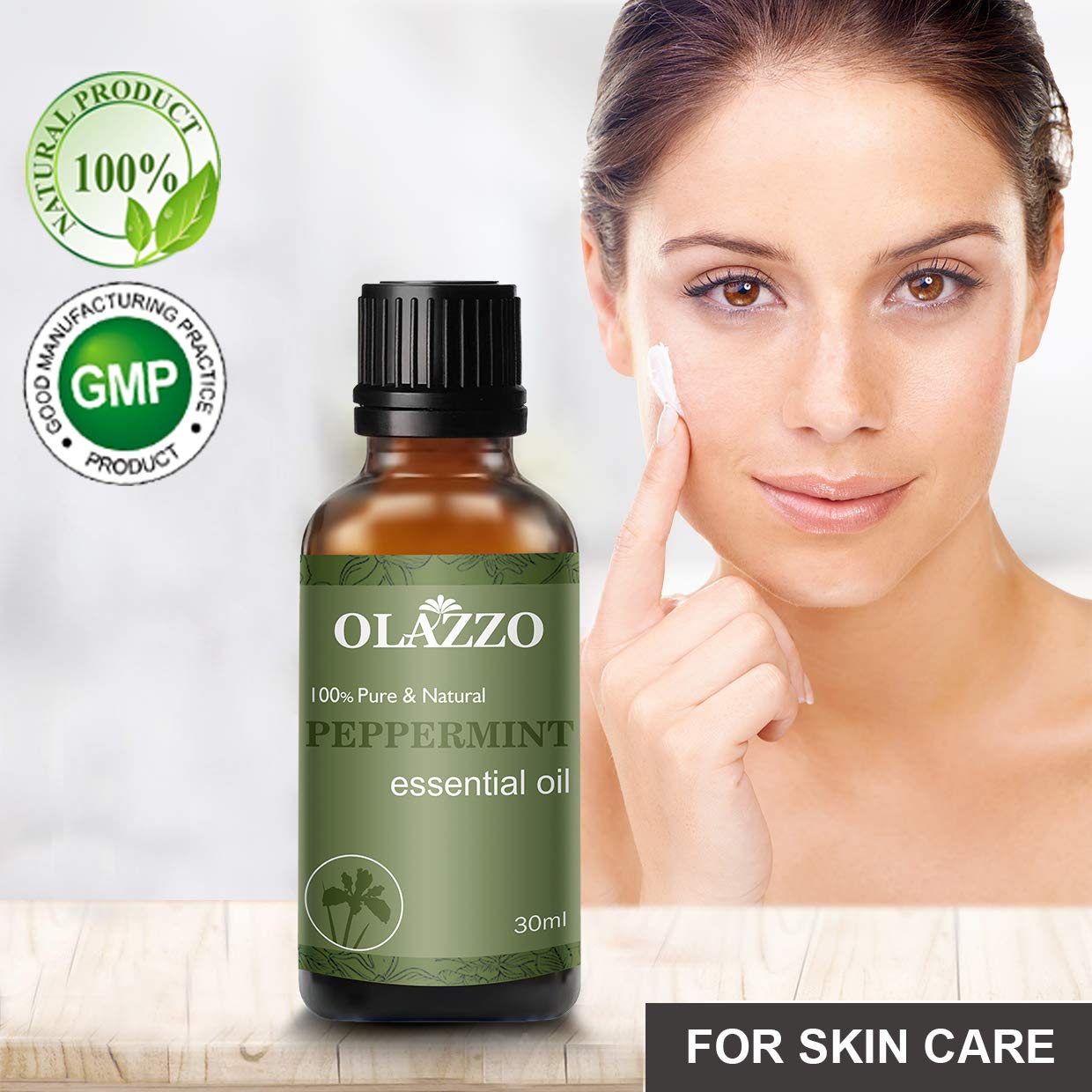 Olazzo Peppermint Essential Oil - 100% Pure Therapeutic Grade for Hair Growth, Skin Care, Aromatherapy - 30ml for Diffusers, Massage & Stress Relief - Perfect for Home Spa & Relaxation