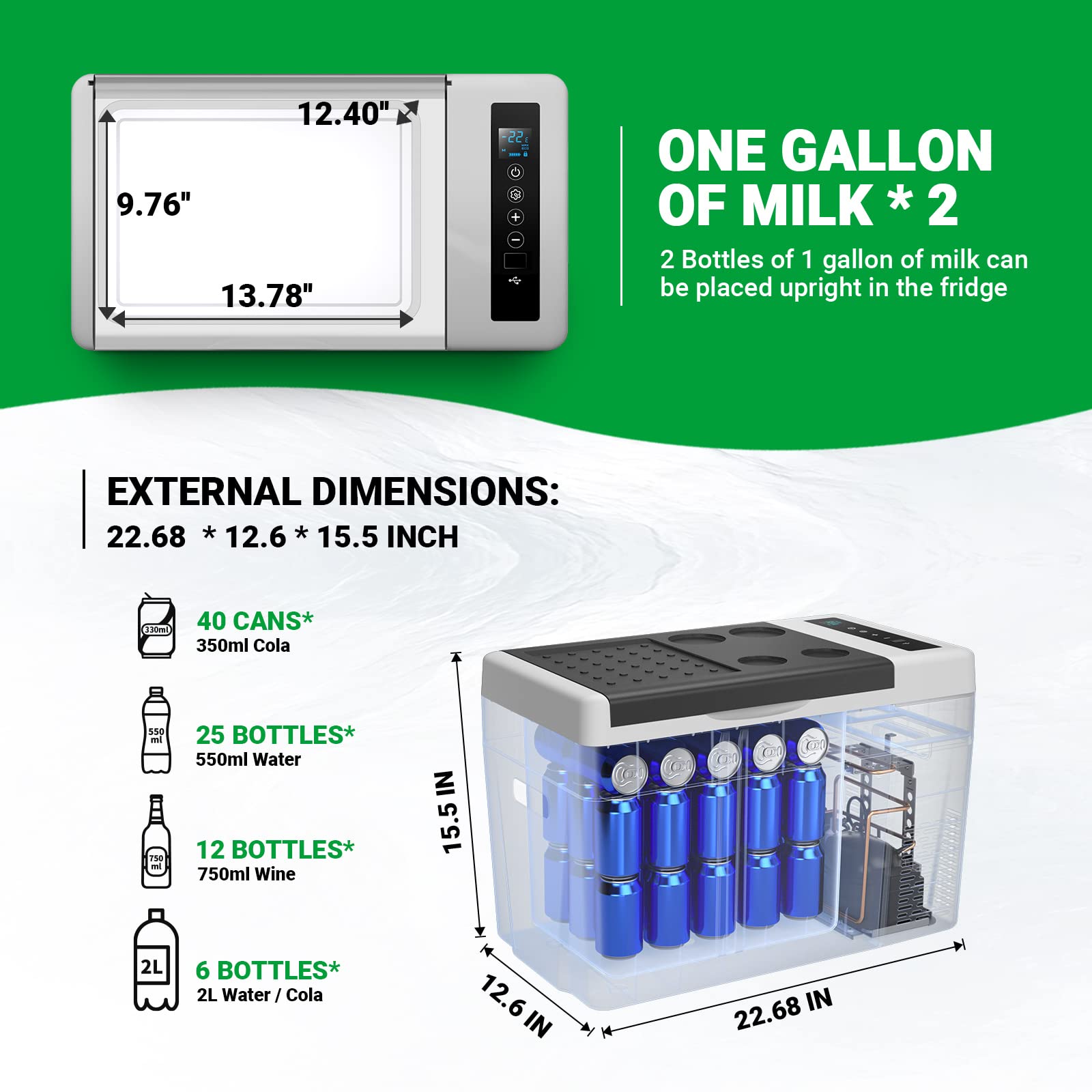 F40C4TMP 3-in-1 Bundle: 30QT Portable Car Refrigerator with Insulated Cover & 220Wh Solar Generator - Perfect for Camping, Road Trips, and Outdoor Adventures