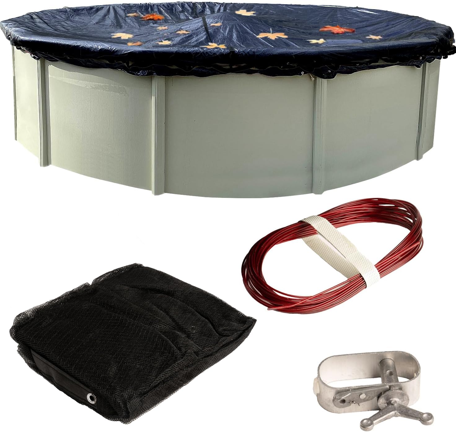 Durable 30ft Round Pool Leaf Net Cover for Above Ground Pools - Heavy Duty Woven Polyethylene with Reinforced Edges - Lightweight & Easy to Install/Remove - Perfect for Fall Leaf Protection & Winter Pool Covers