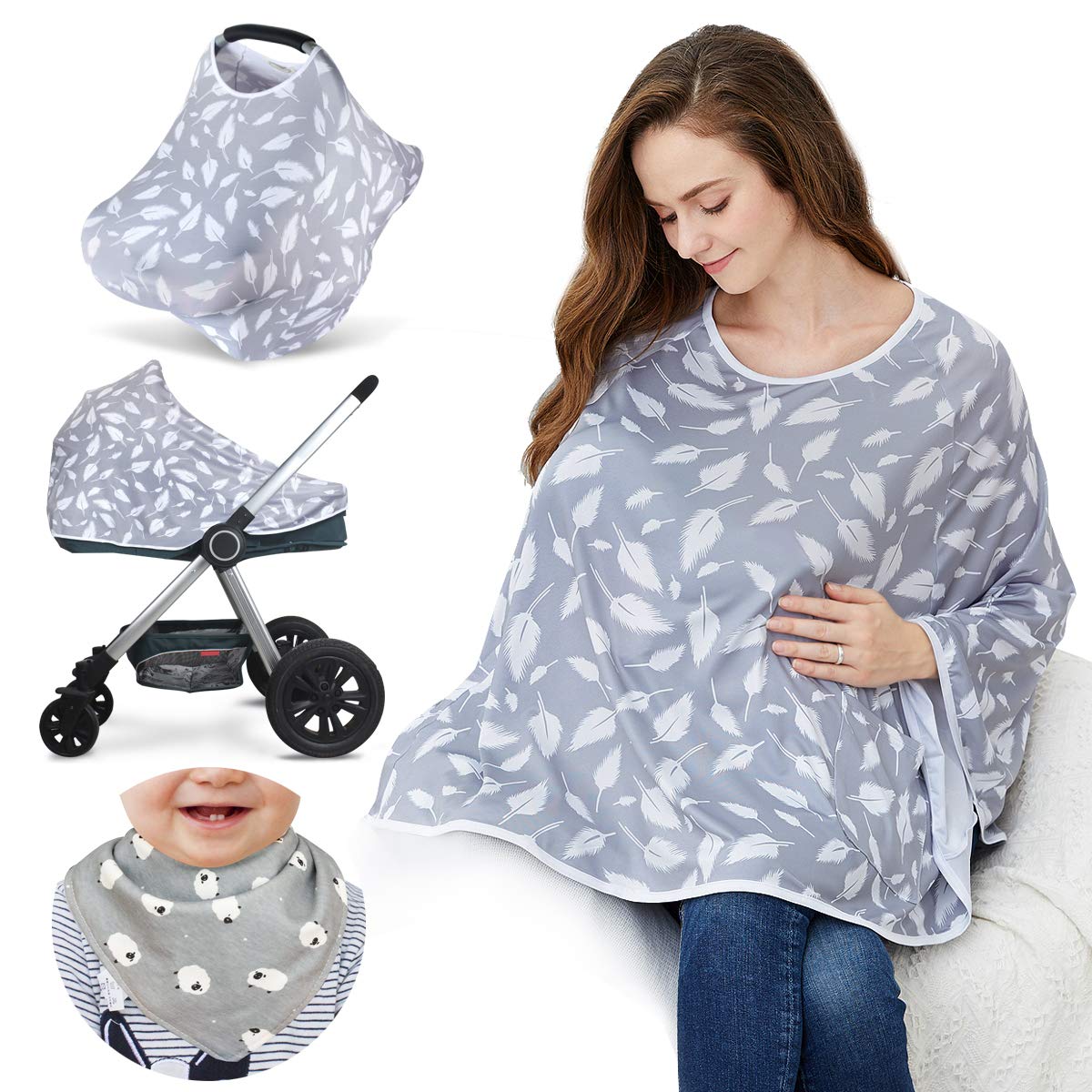 Nursing Cover & Poncho - 360° Privacy Breastfeeding, Stroller & Car Seat Cover - Baby Shower Gift for Boys & Girls