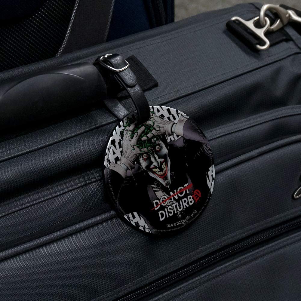 Batman Disturbed Joker Round Leather Luggage Tag - Personalized Suitcase ID Tag for Carry-On Bags - Perfect for Travel, Business Trips & Cosplay Events