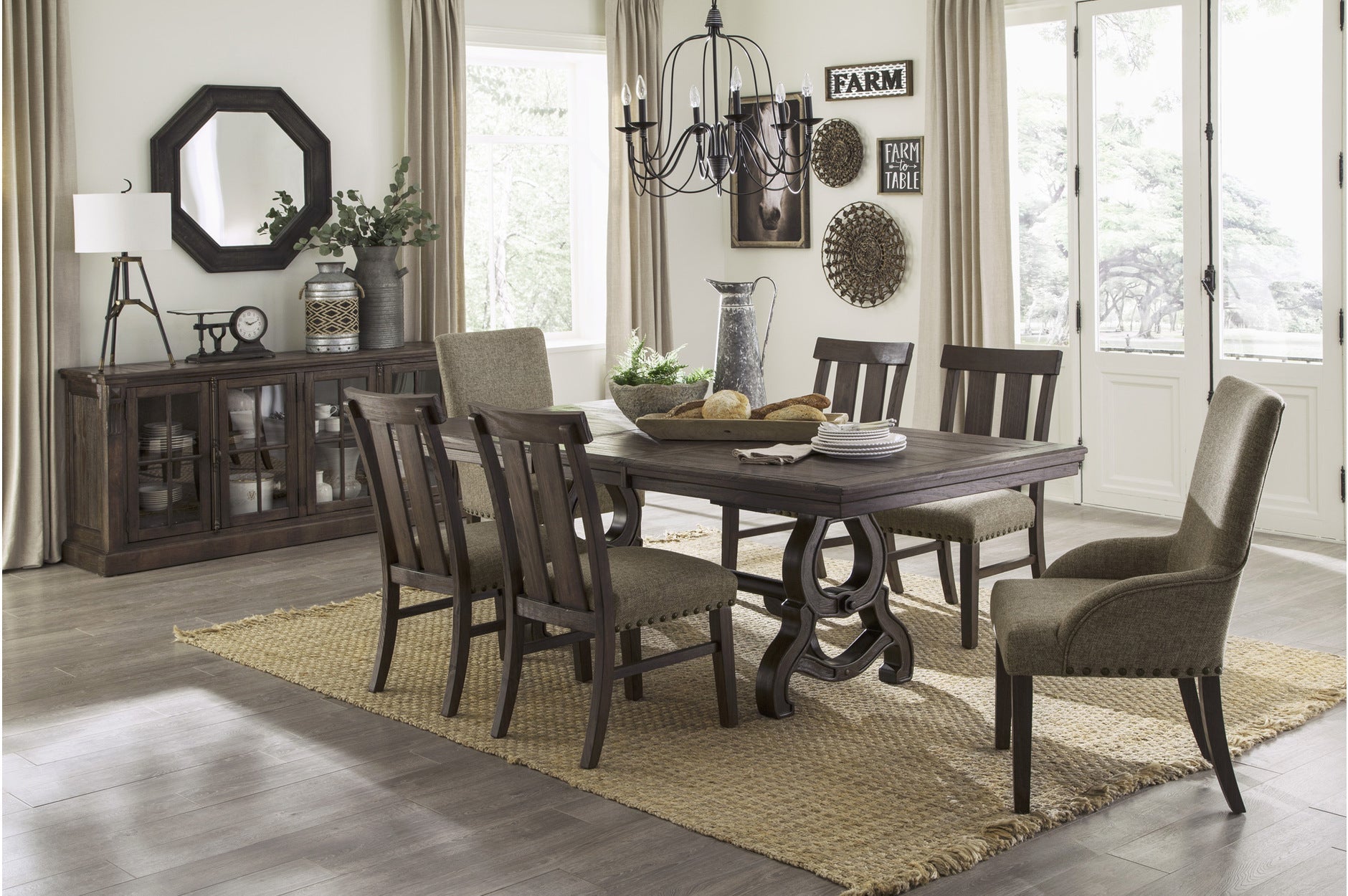Gloversville Collection 7-Piece Dining Room Set - Modern Wooden Table & Chairs for Family Meals & Entertaining