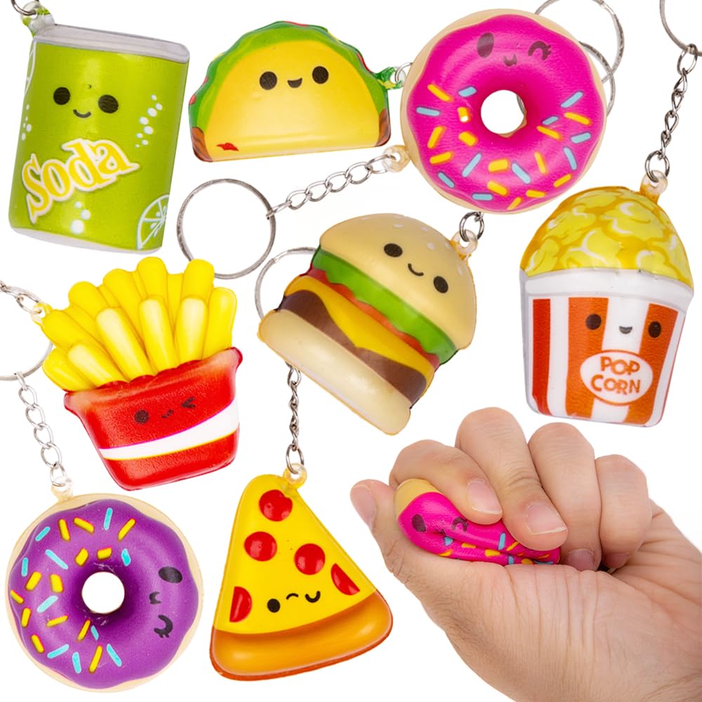 ArtCreativity Mini Squish Fast Food Toys - 8-Piece Stress Relief Set for Kids with Fun Food Designs | Slow-Rise Sensory Fidget Toys for Anxiety Relief | Perfect for Birthday Party Favors, Goodie Bags & Classroom Rewards | Great Gift for Boys & Girls Ages 3+